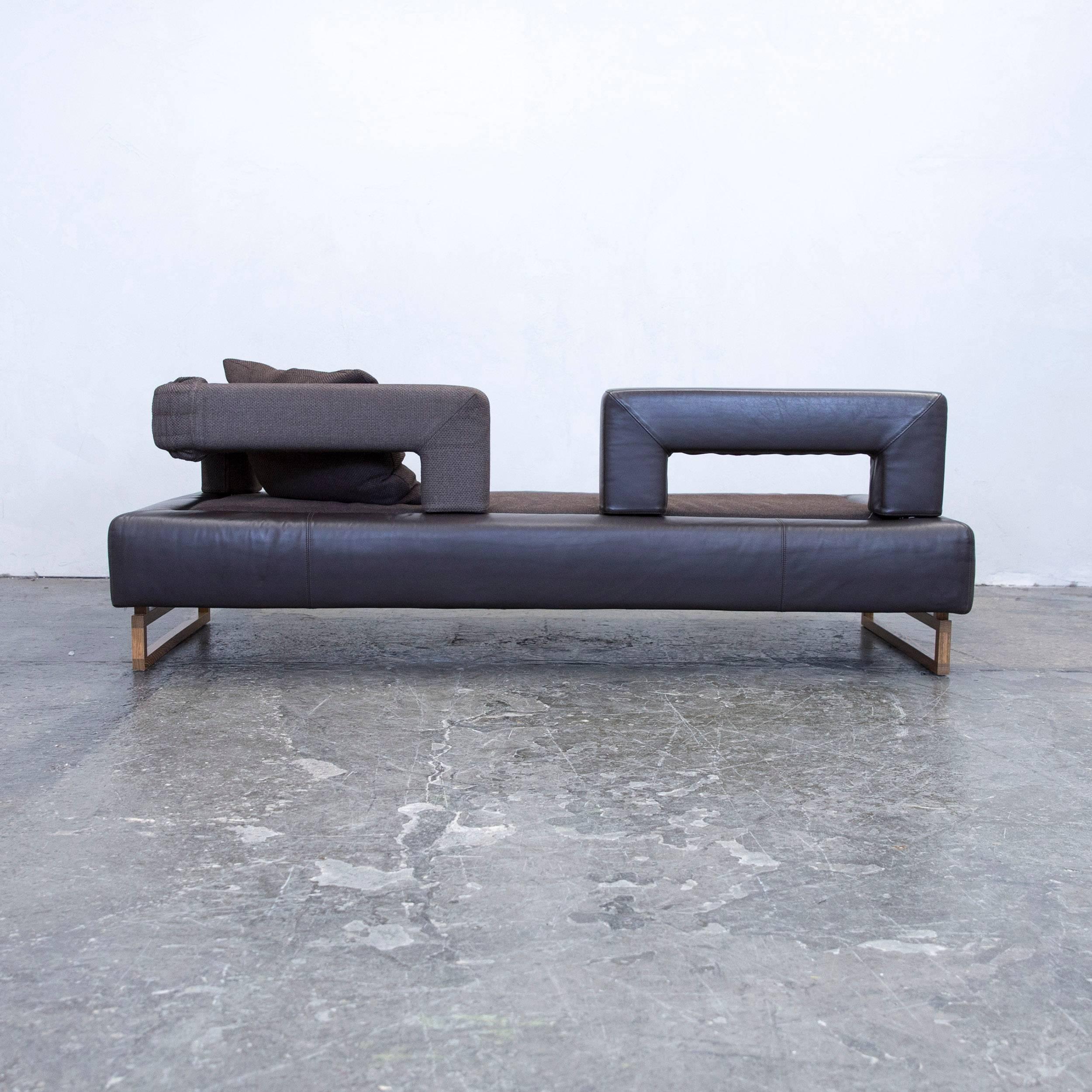 Brühl & Sippold Plupp-A.P. Designer Sofa Leather Fabric Brown Function Couch For Sale 5