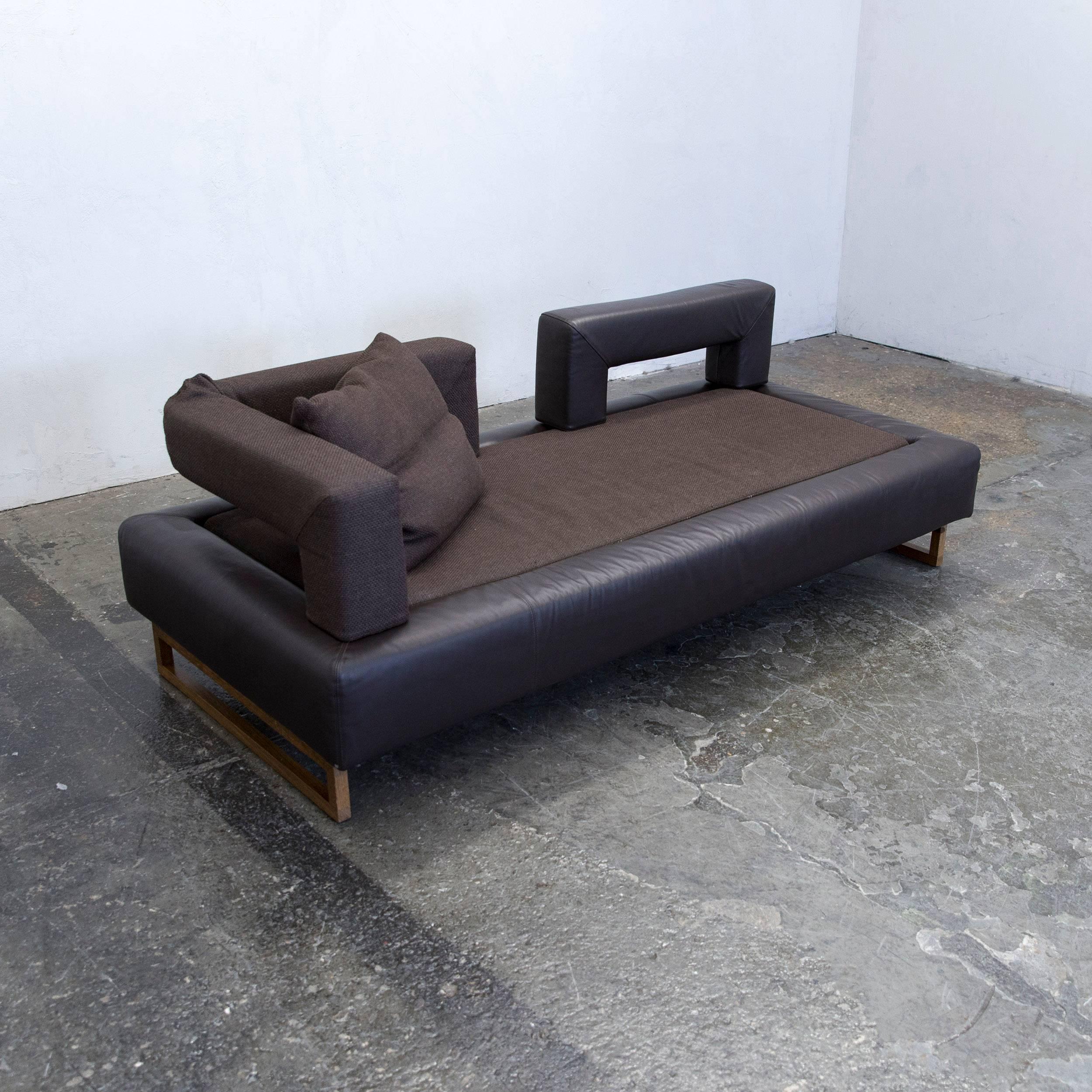 German Brühl & Sippold Plupp-A.P. Designer Sofa Leather Fabric Brown Function Couch For Sale