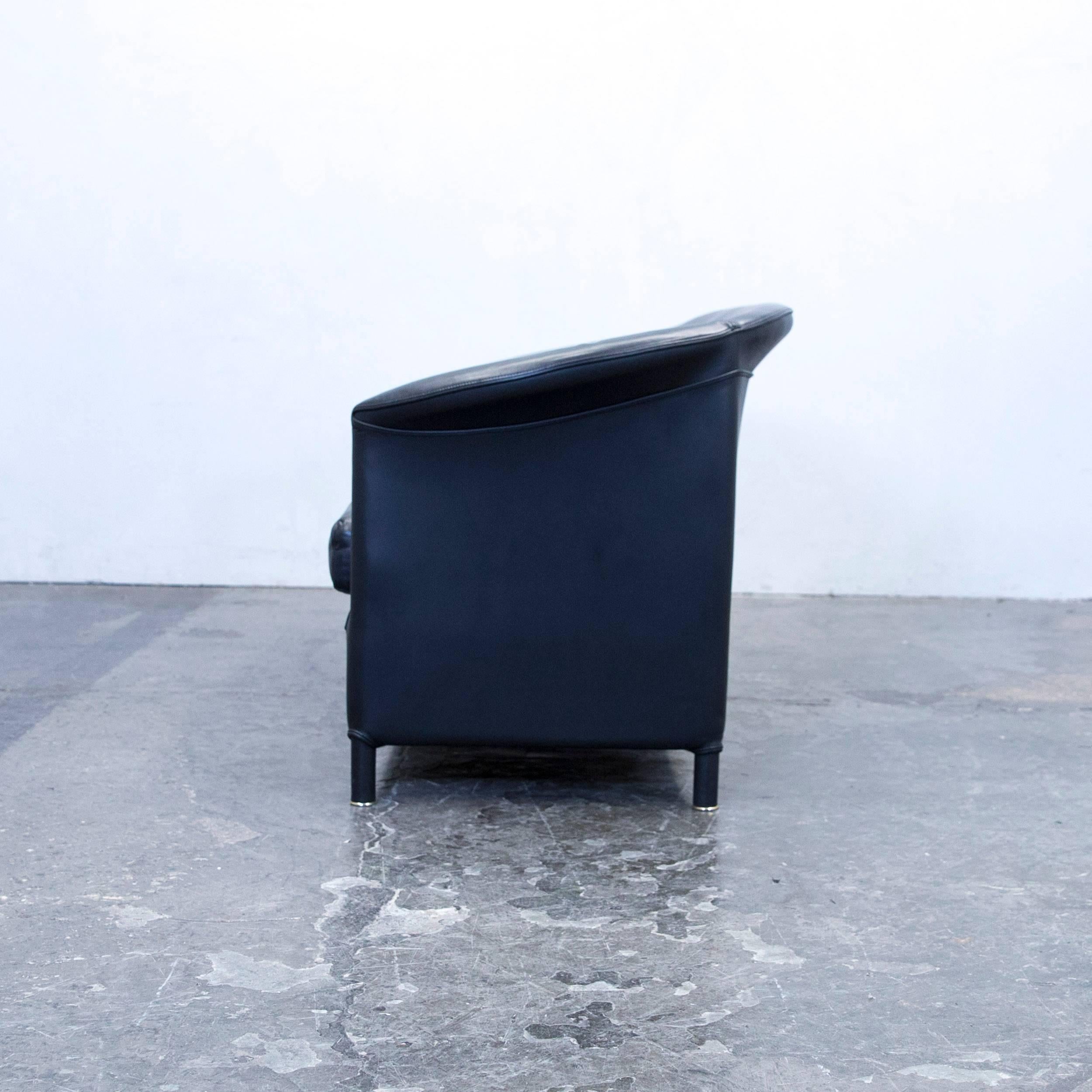 Wittmann Aura Designer Sofa Leather Black Three-Seat Couch Modern 4
