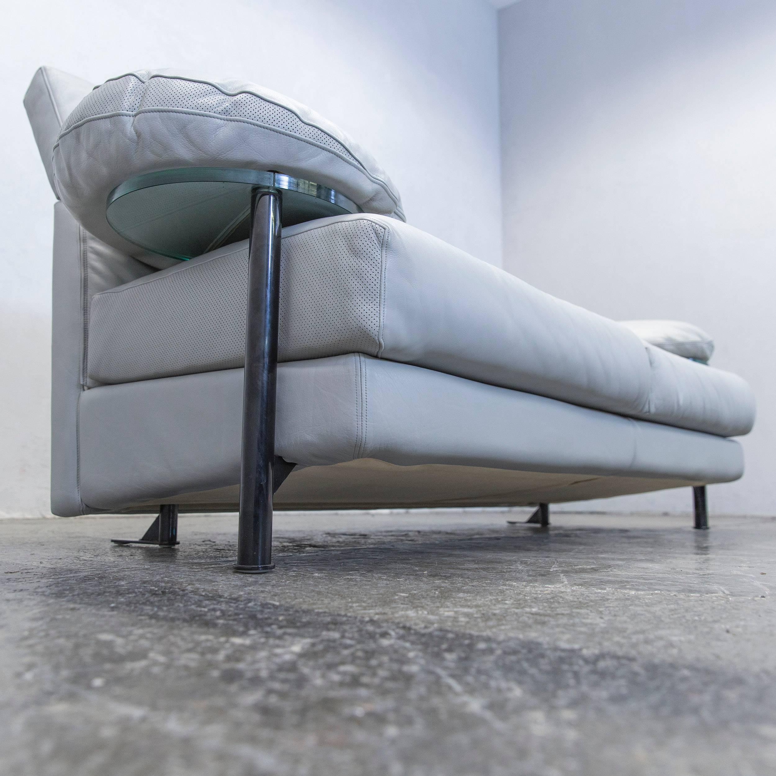 B&B Italia Arca Paolo Piva Designer Sofa Grey Leather Three-Seat Glass Function In Good Condition In Cologne, DE
