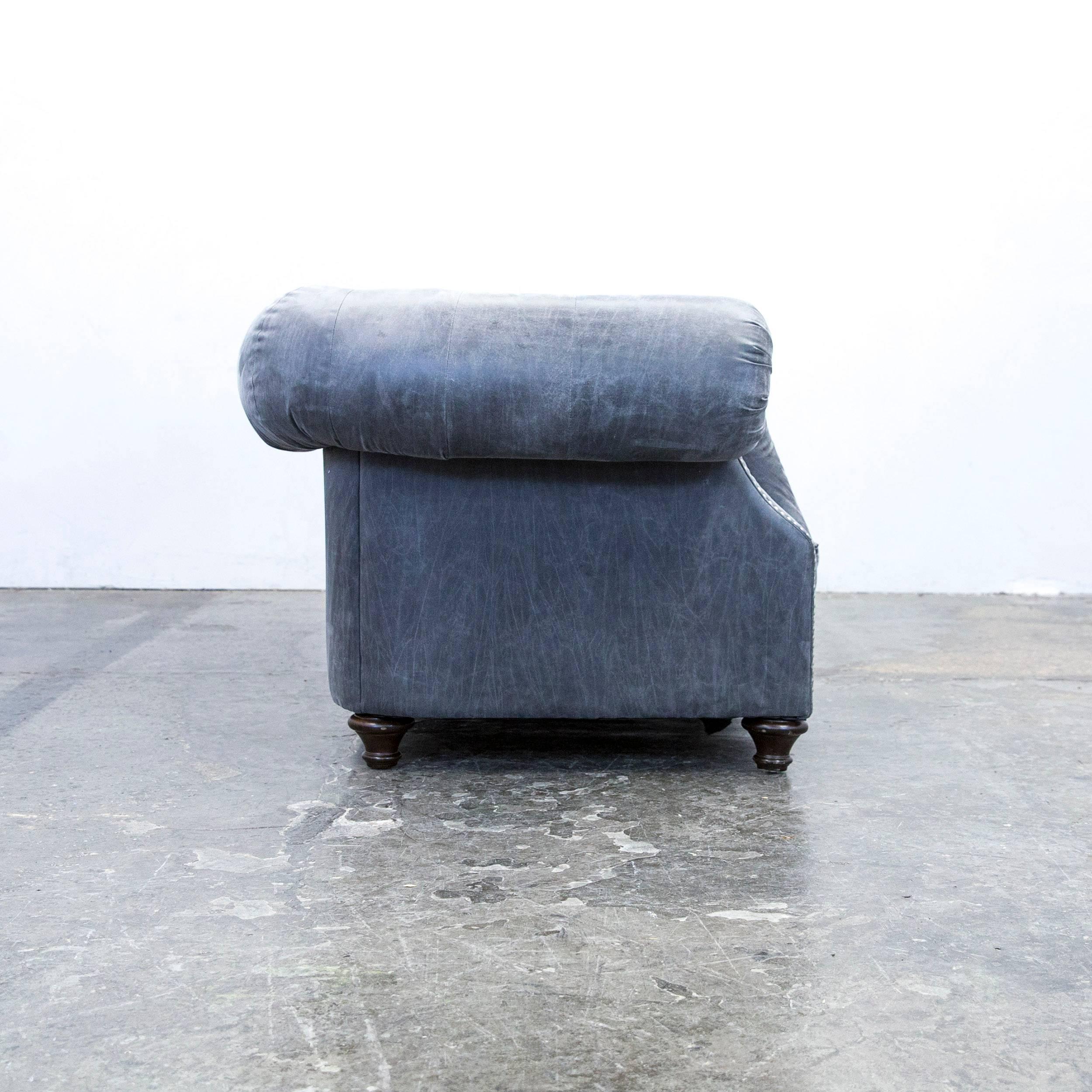 Chesterfield Sofa Alcantara Microfibre Fabric Grey Three-Seat Couch Modern 1