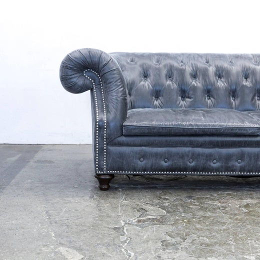 Chesterfield Sofa Alcantara Microfibre Fabric Grey Three-Seat Couch Modern  at 1stDibs