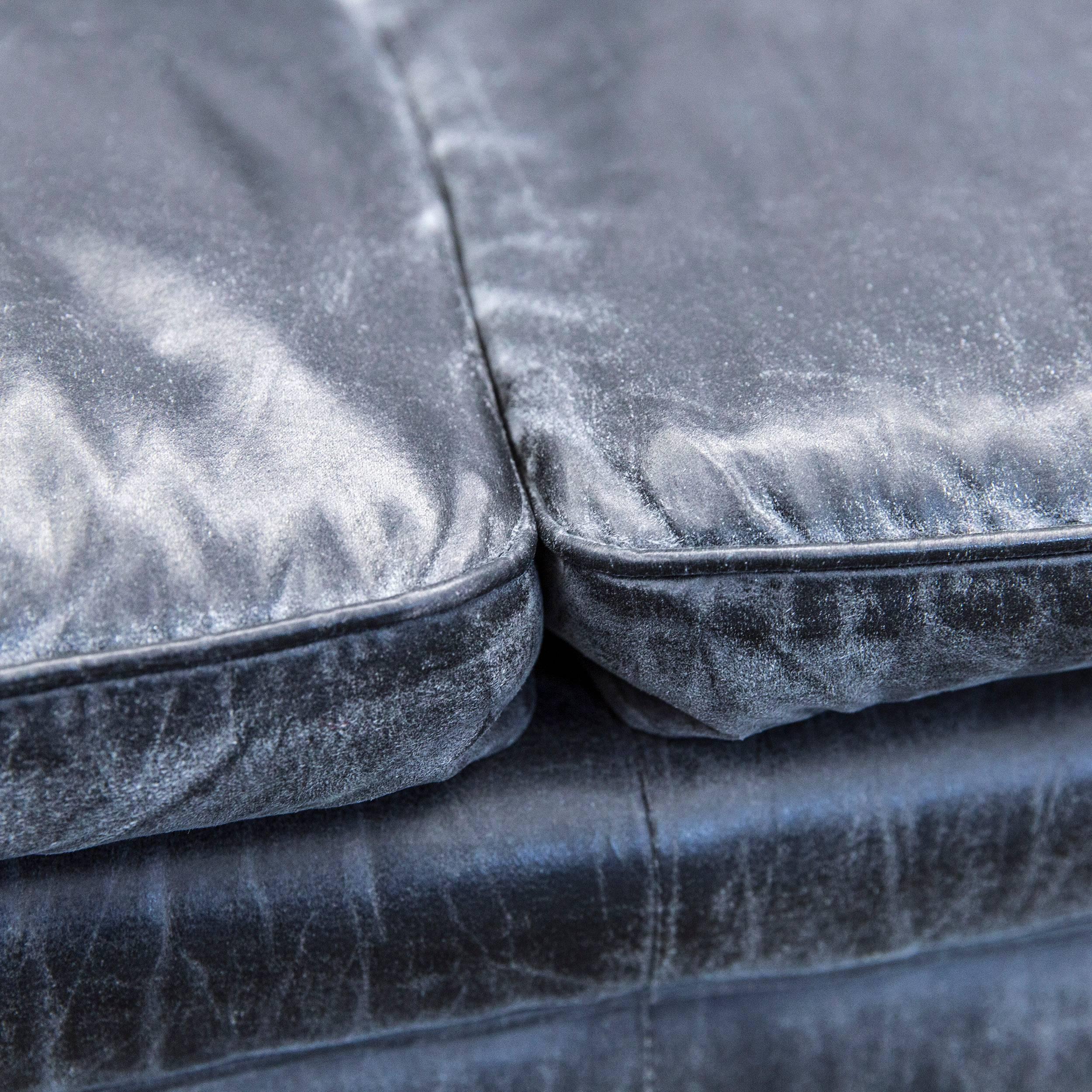 British Chesterfield Sofa Alcantara Microfibre Fabric Grey Three-Seat Couch Modern