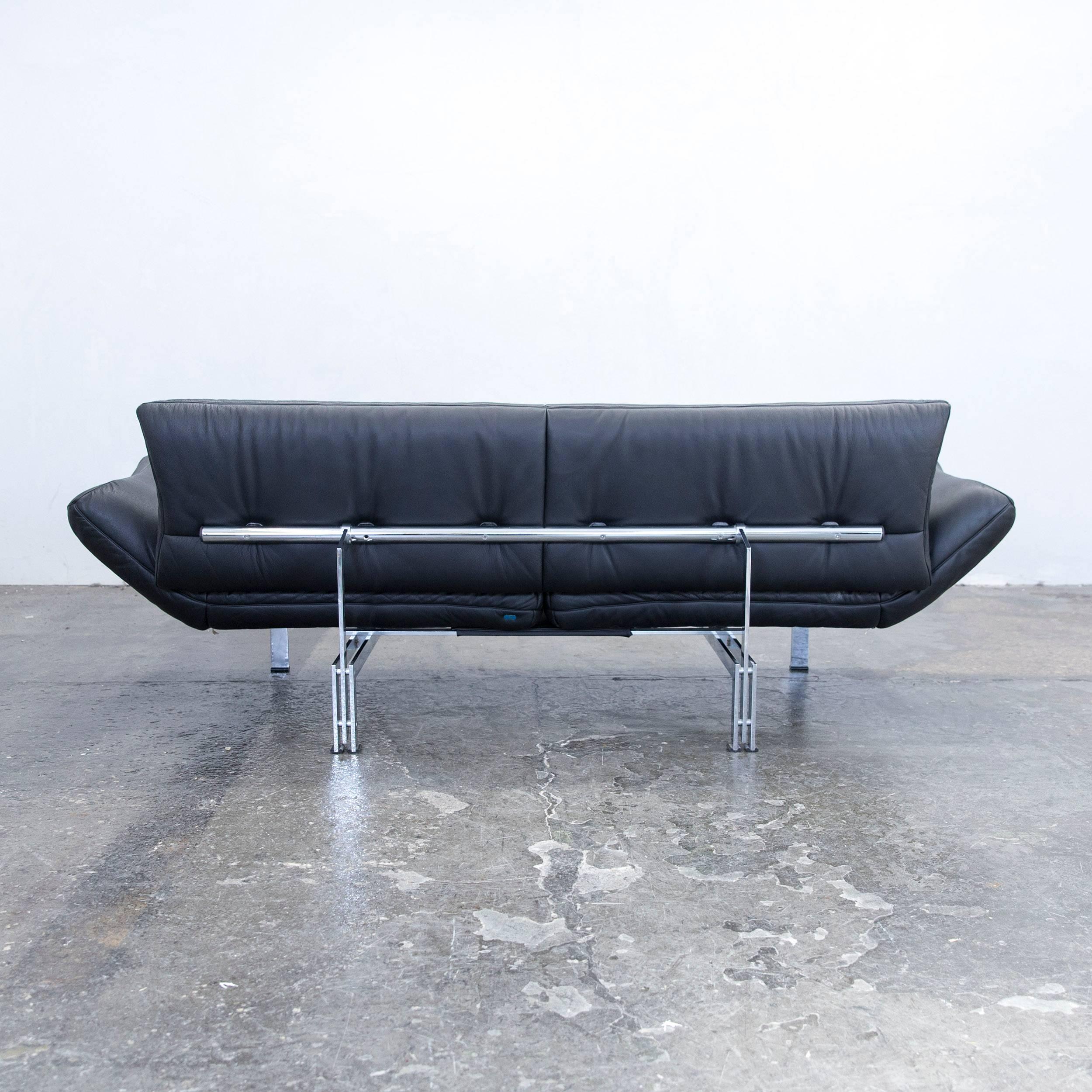 De Sede Ds 140 Designer Sofa Leather Black Two-Seat Function Couch Modern 2
