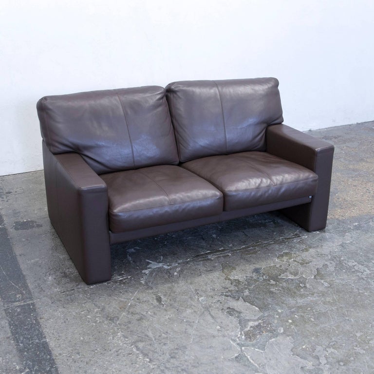 Erpo Designer Sofa Leather Brown Two-Seat Couch Modern at 1stDibs | erpo  sofa