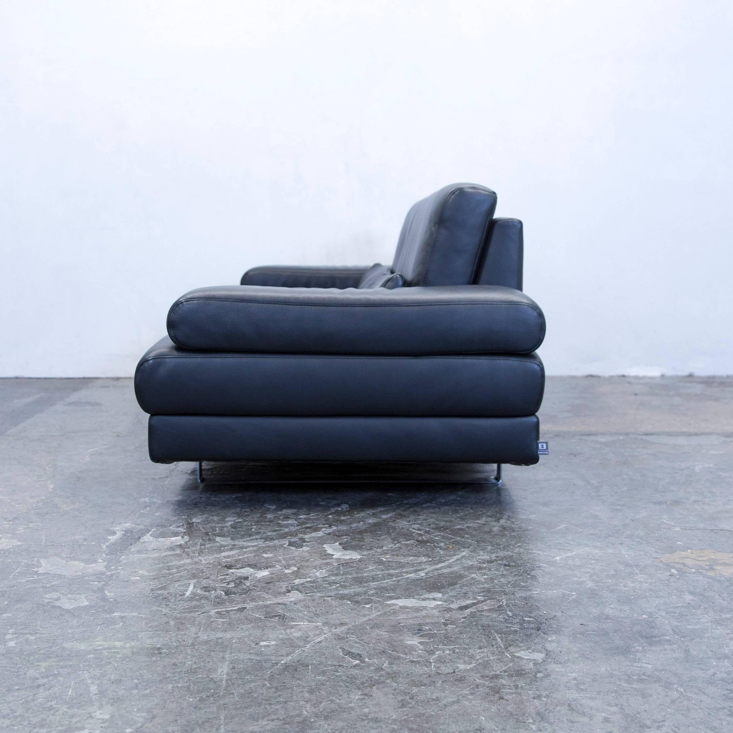 Ewald Schillig Harry Designer Sofa Leather Black Three-Seat Function Couch 4