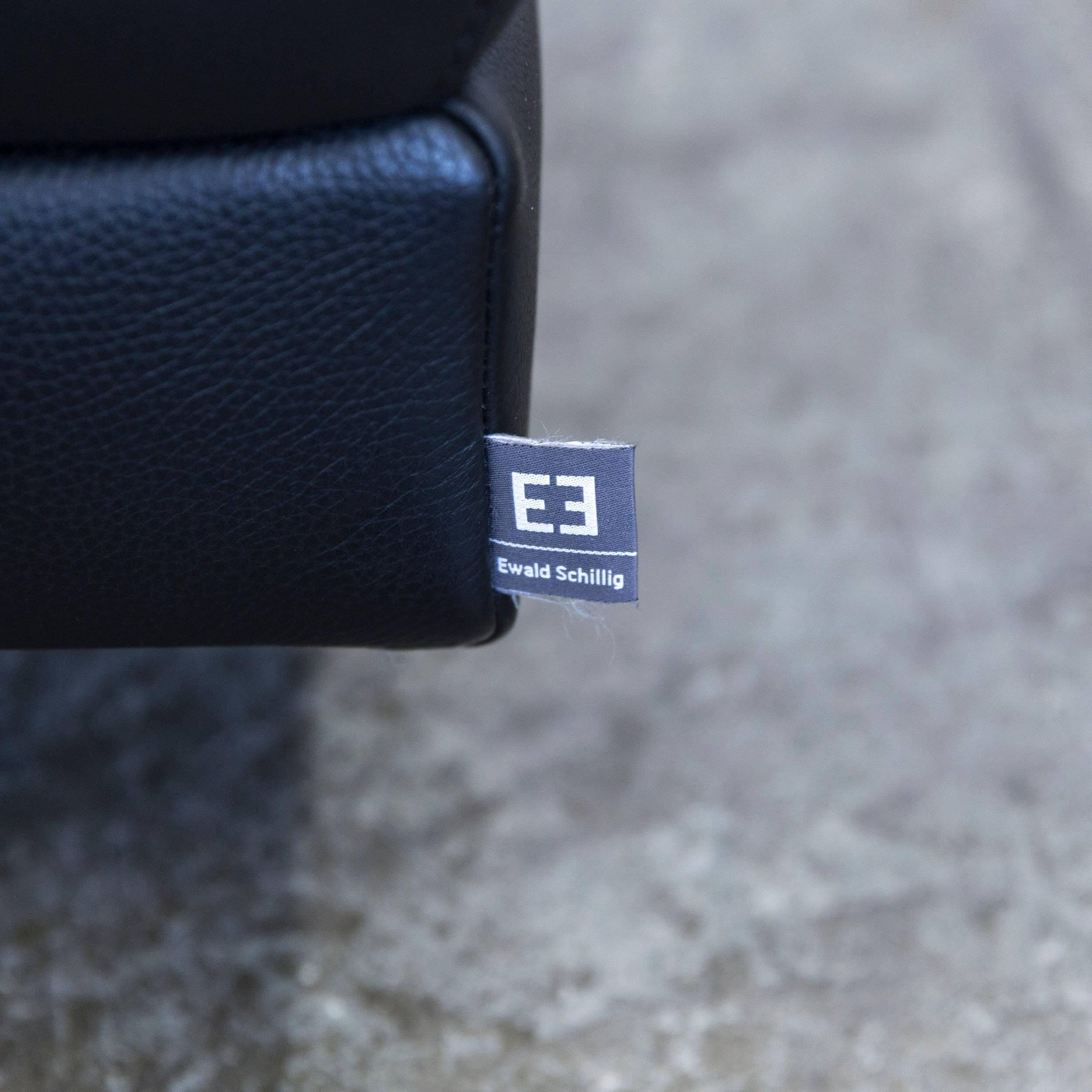 Ewald Schillig Harry Designer Sofa Leather Black Three-Seat Function Couch 3