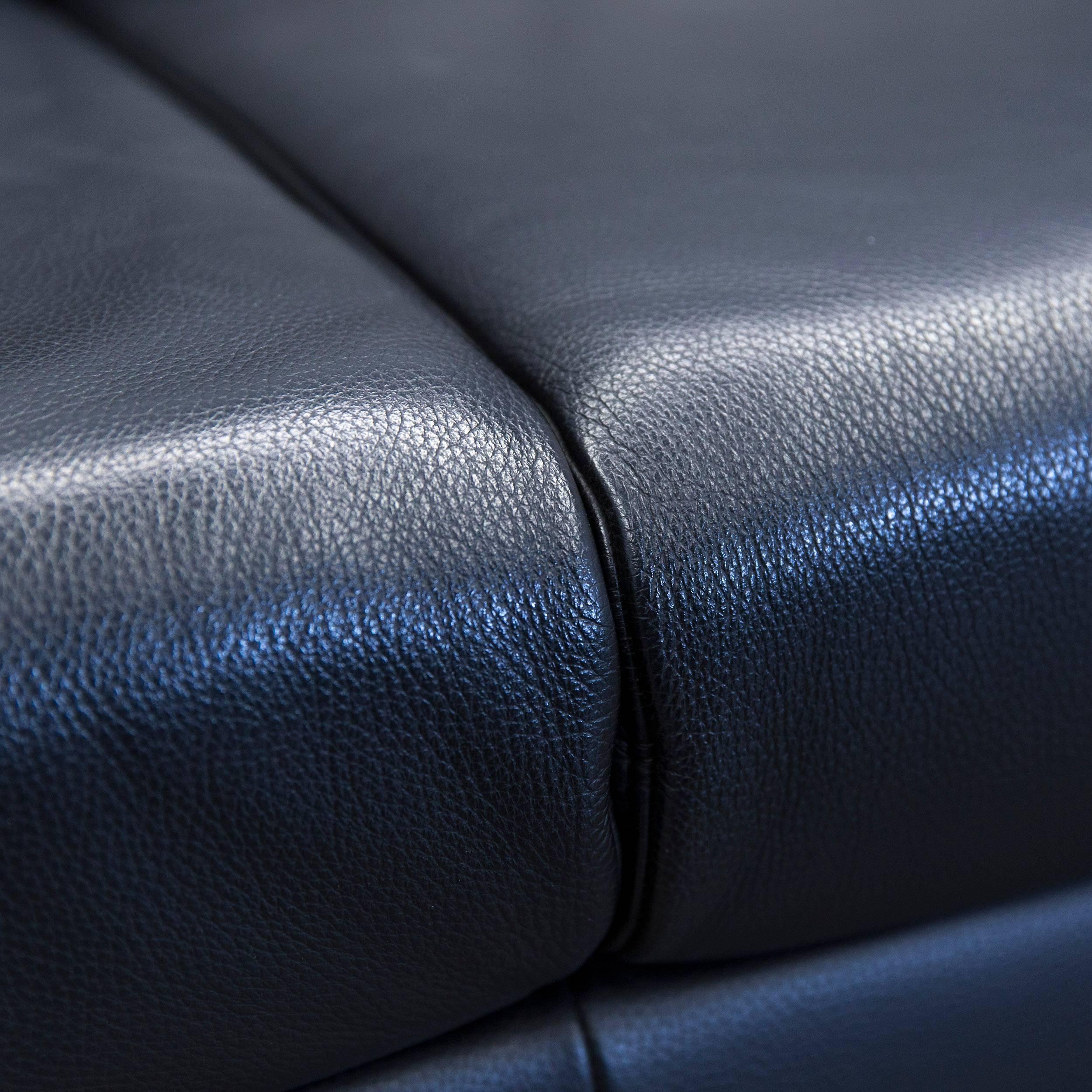 Ewald Schillig Harry Designer Sofa Leather Black Three-Seat Function Couch 2