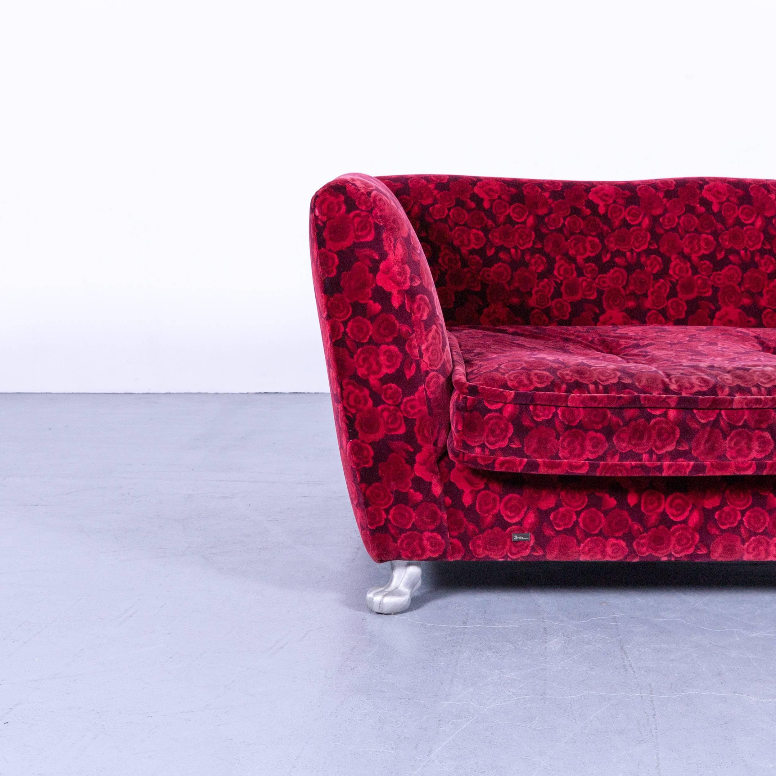 red fabric couch
