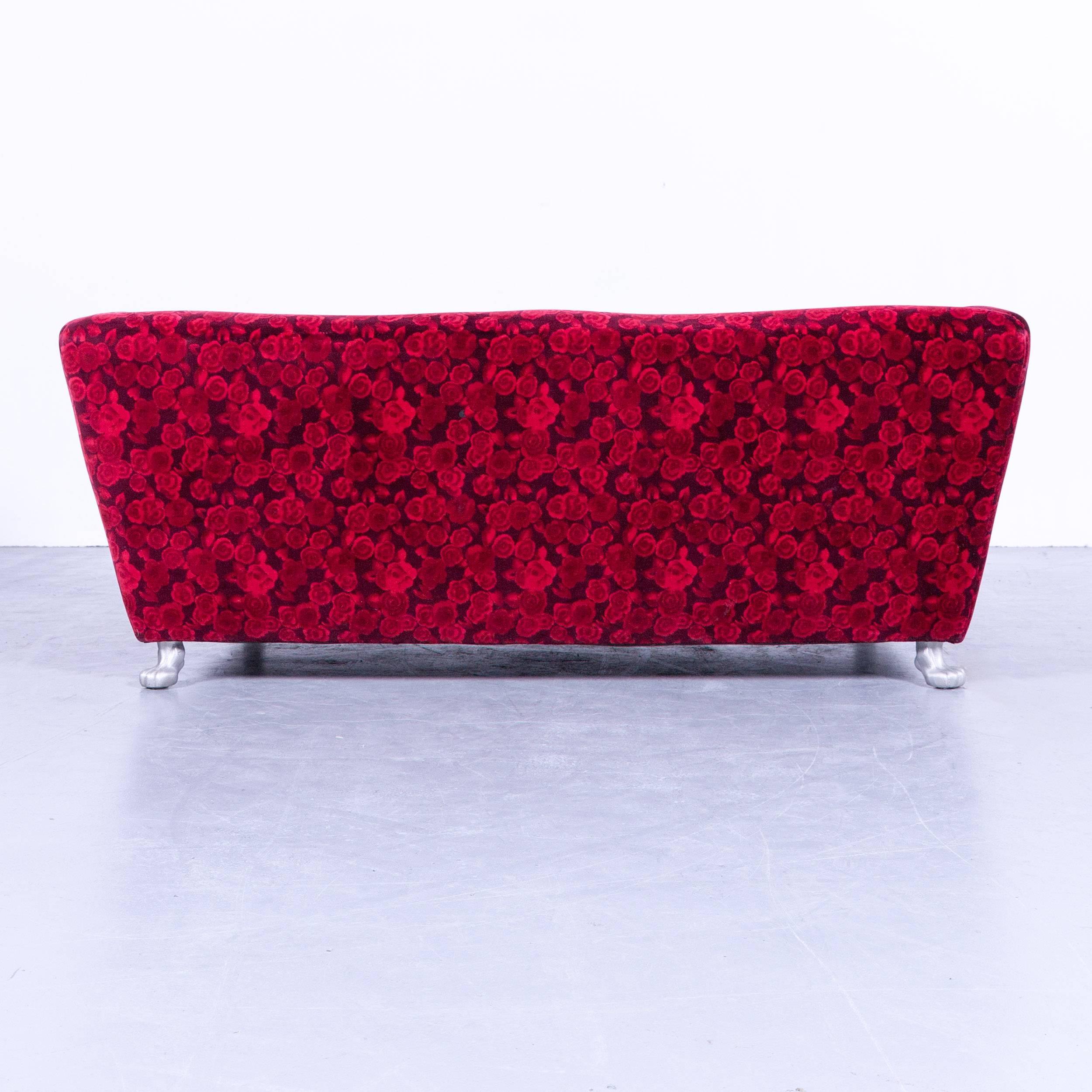 Bretz Monster Sofa Red Fabric Three-Seat Couch Rose Pattern Couch For Sale 1