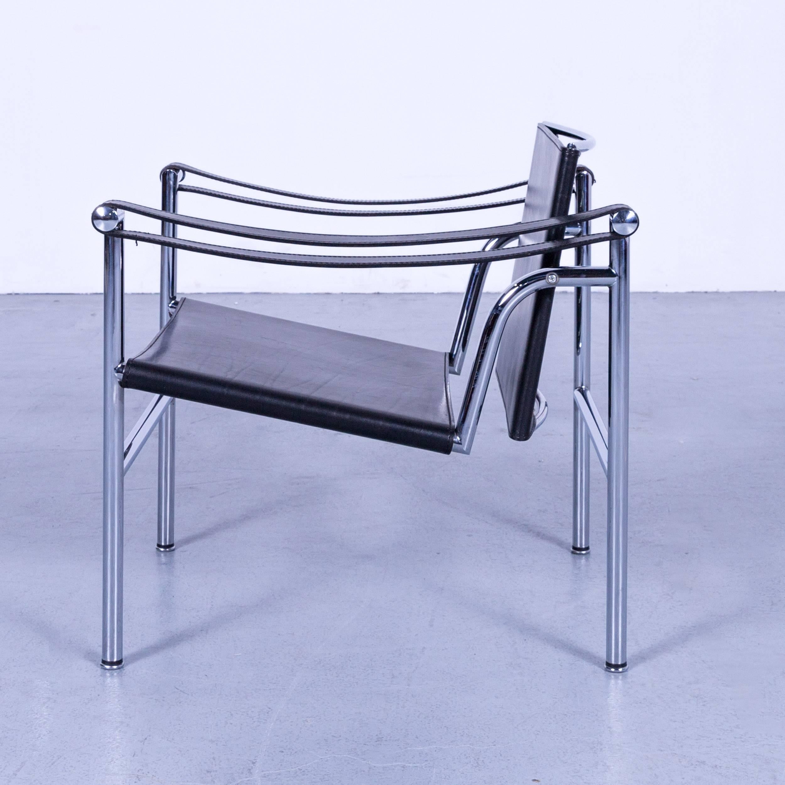 Cassina Le Corbusier LC 1 Sling Chair Set Black Leather Bauhaus 2