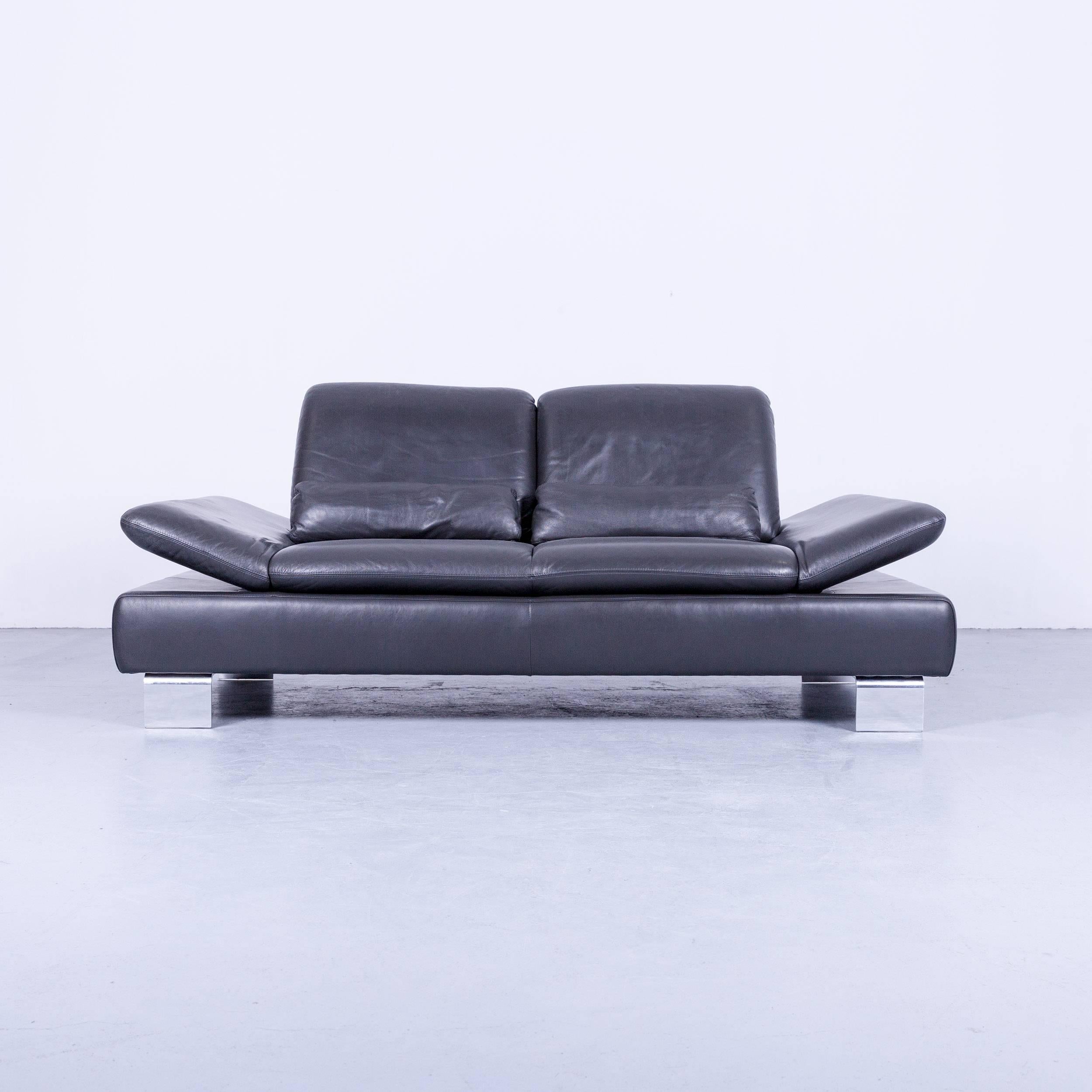 Anthracite colored original Willi Schillig designer leather sofa, in a minimalistic and modern design, made for pure comfort and style.