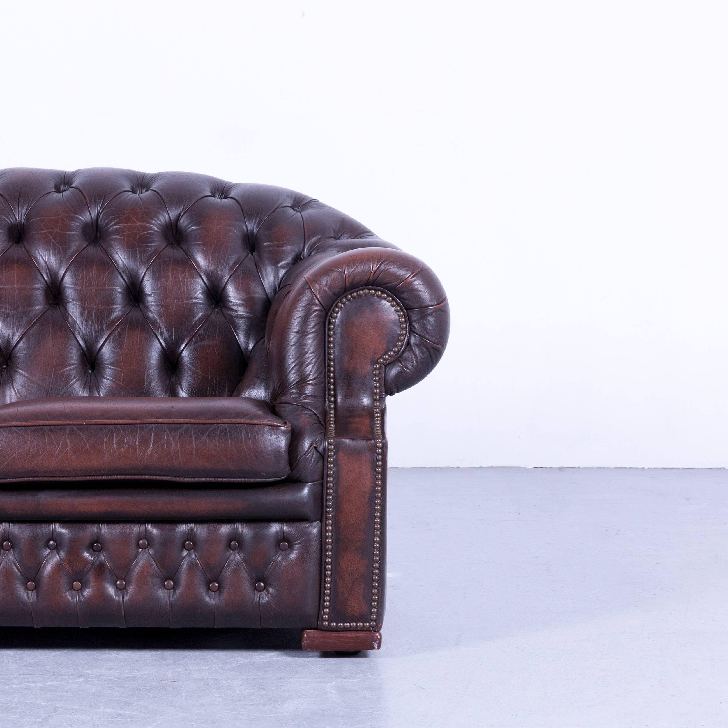 Centurion Chesterfield sofa brown mocca two-seat vintage retro couch, made for pure comfort and elegance.