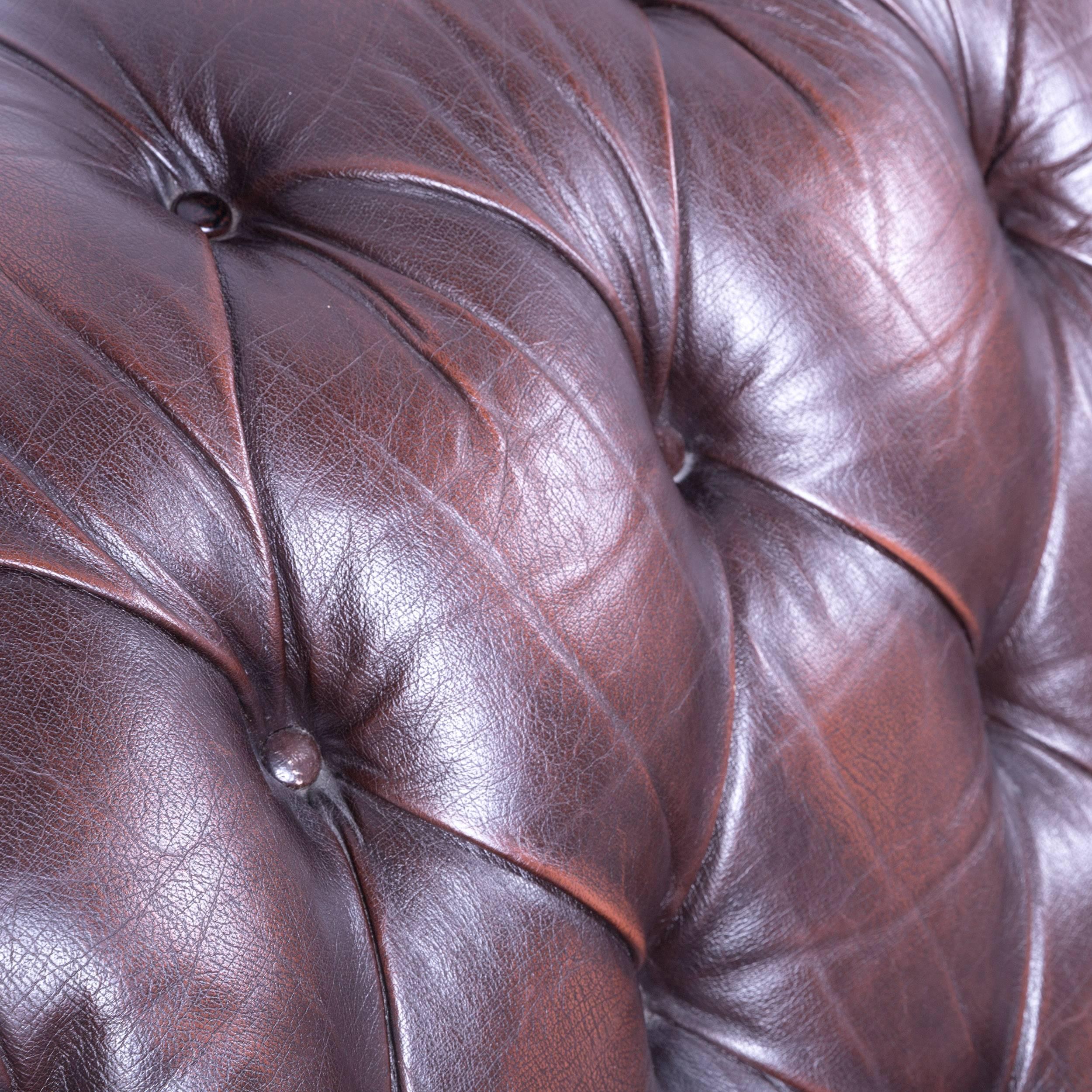 Leather Centurion Chesterfield Sofa Brown Mocca Two-Seat Vintage Retro Couch