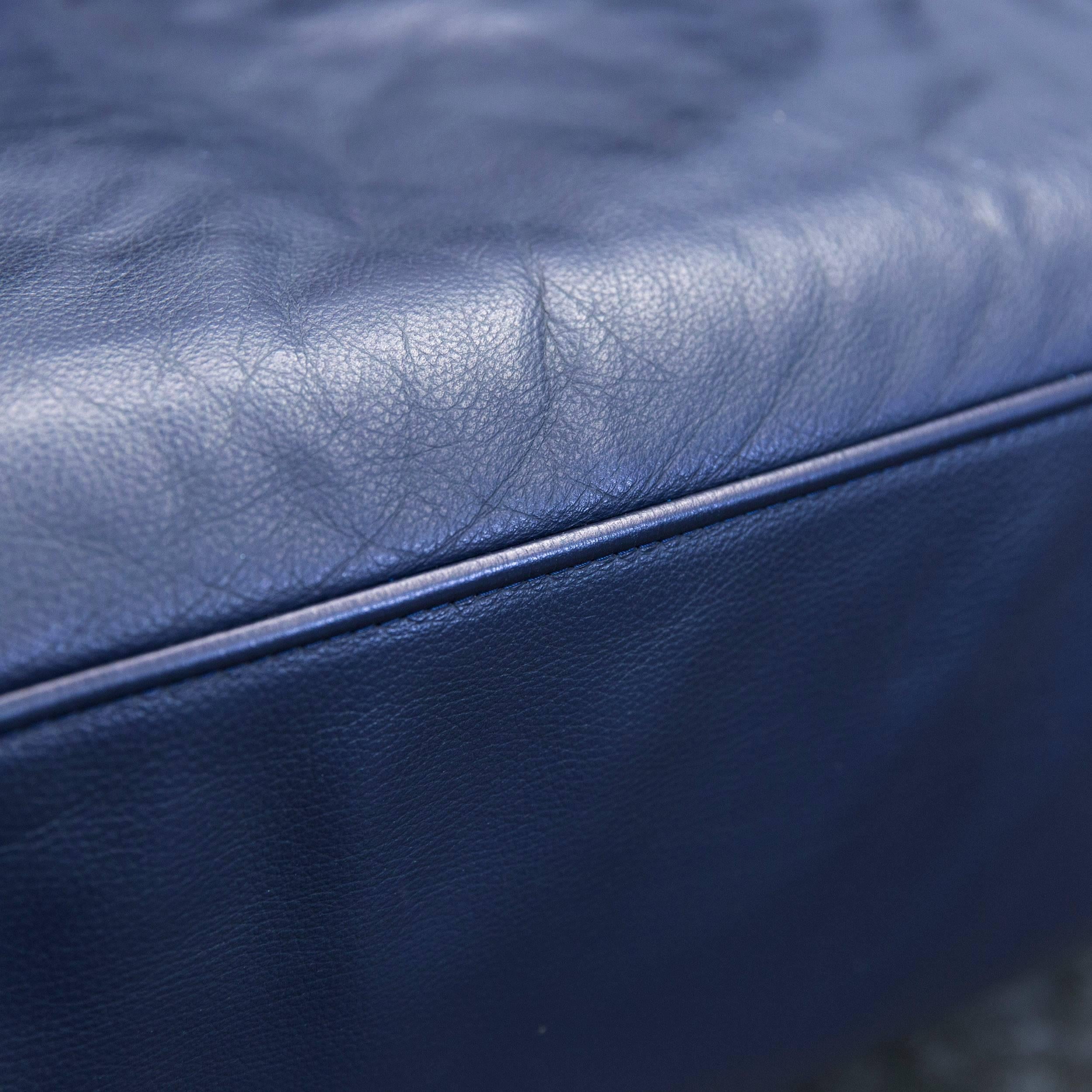 German Rolf Benz Dono Designer Sofa Aubergine Leather Three-Seat Couch Modern