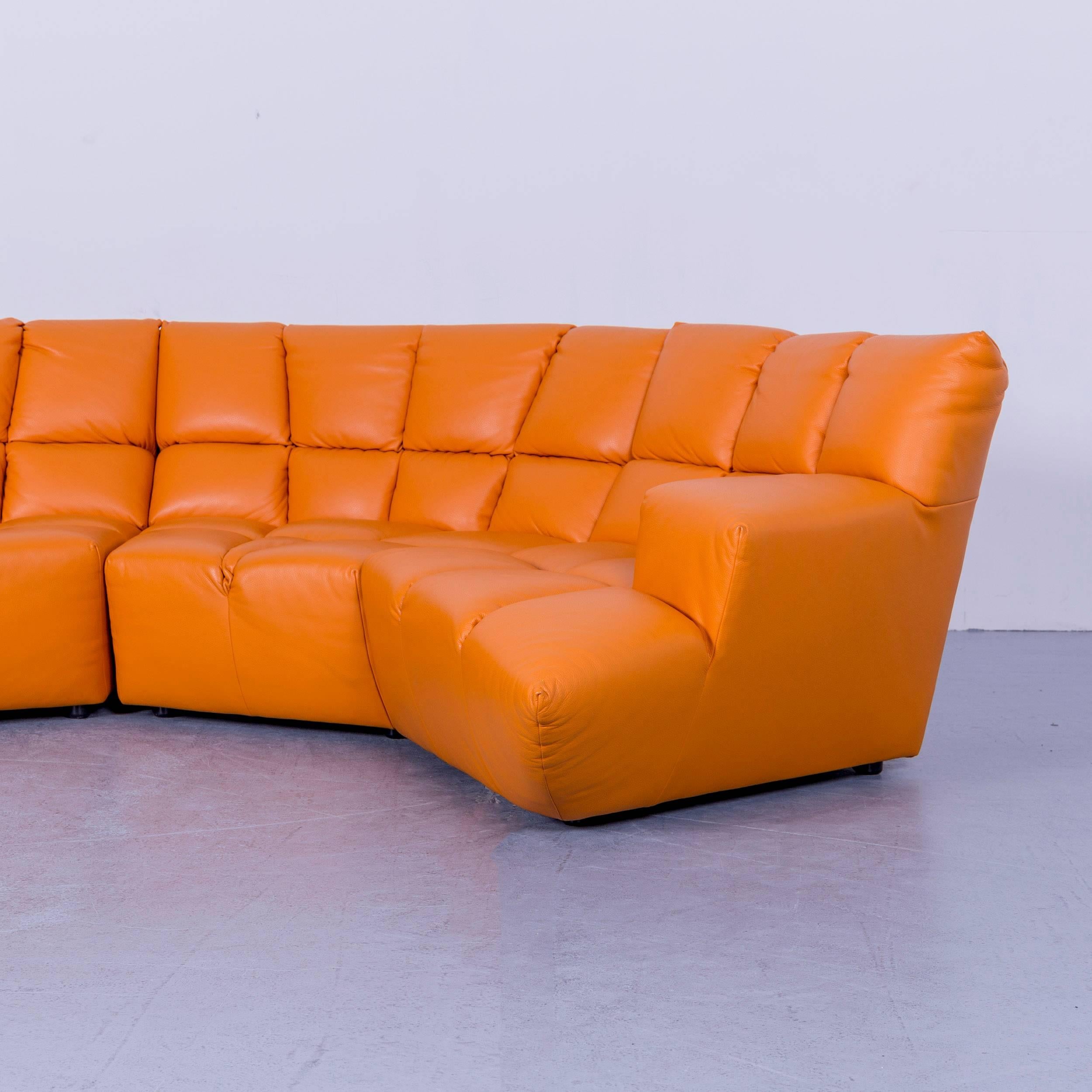 German Bretz Cloud 7 Designer Cornersofa Orange Leather Couch 