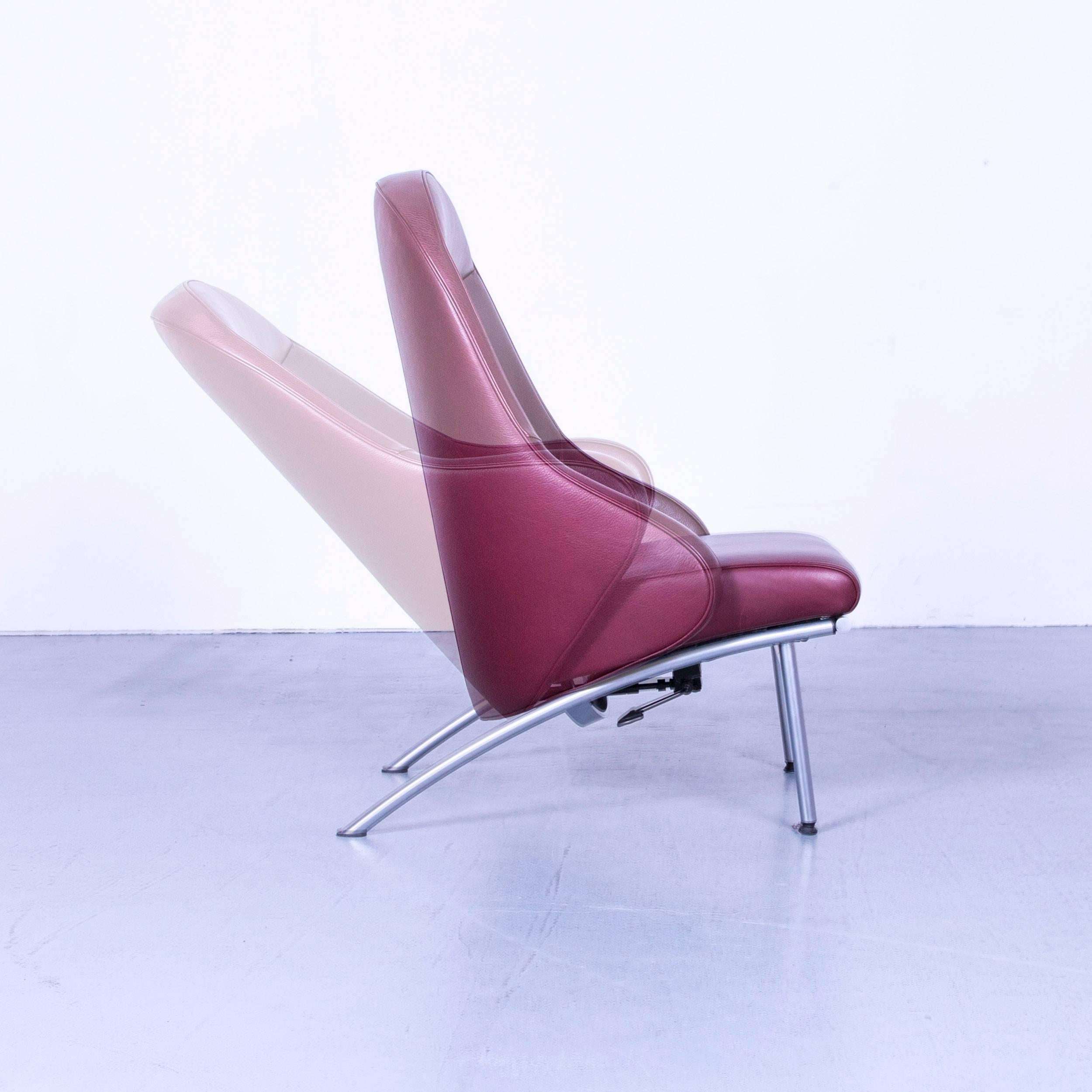 German Interprofil Rocky Designer Relax Armchair Red Leather Relax Recliner Chair