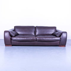 Incanto Designer Sofa brown Three Seater Couch with Pillows Leather