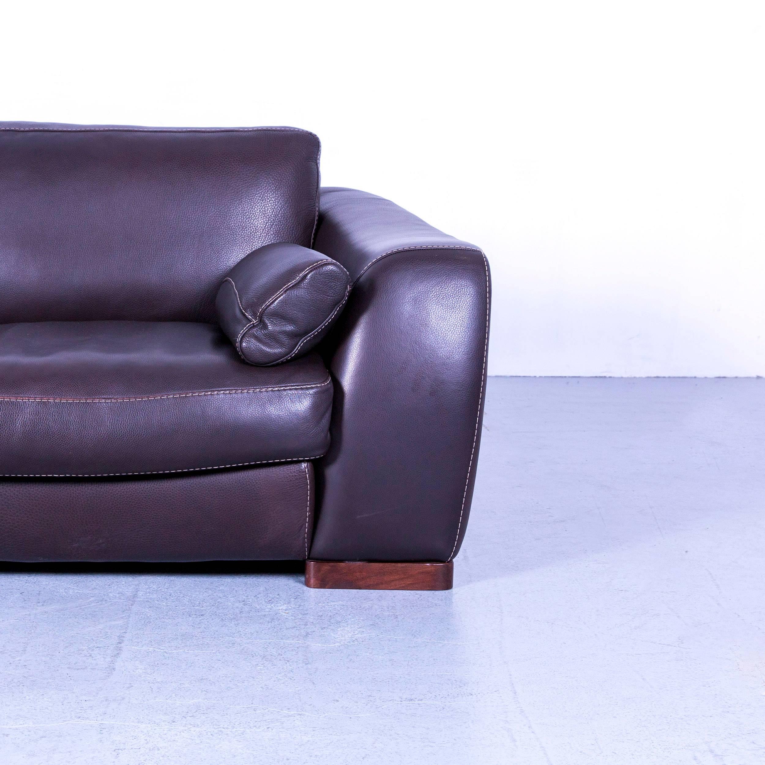 Incanto Designer Sofa brown Three Seater Couch with Pillows Leather 4