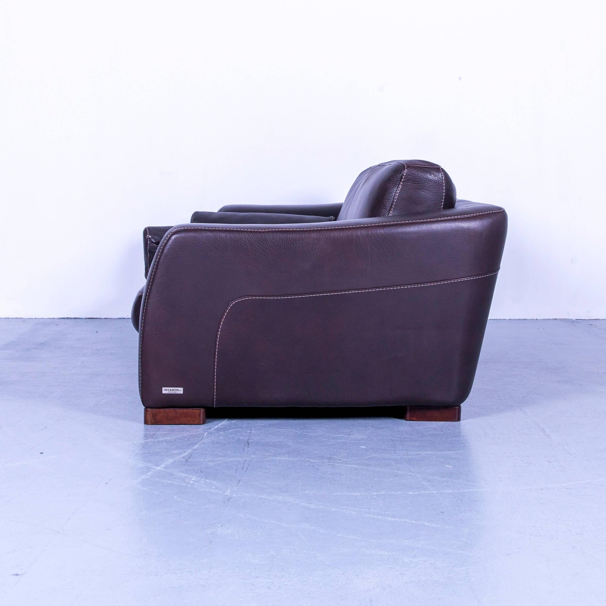 Incanto Designer Sofa brown Three Seater Couch with Pillows Leather 1