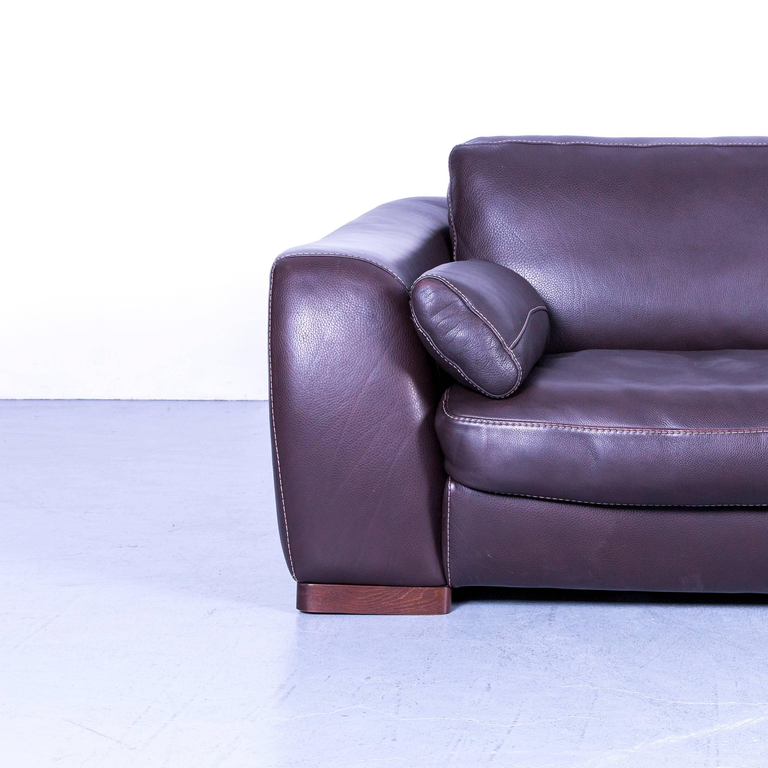 Incanto Designer Sofa brown Three Seater Couch with Pillows Leather 3
