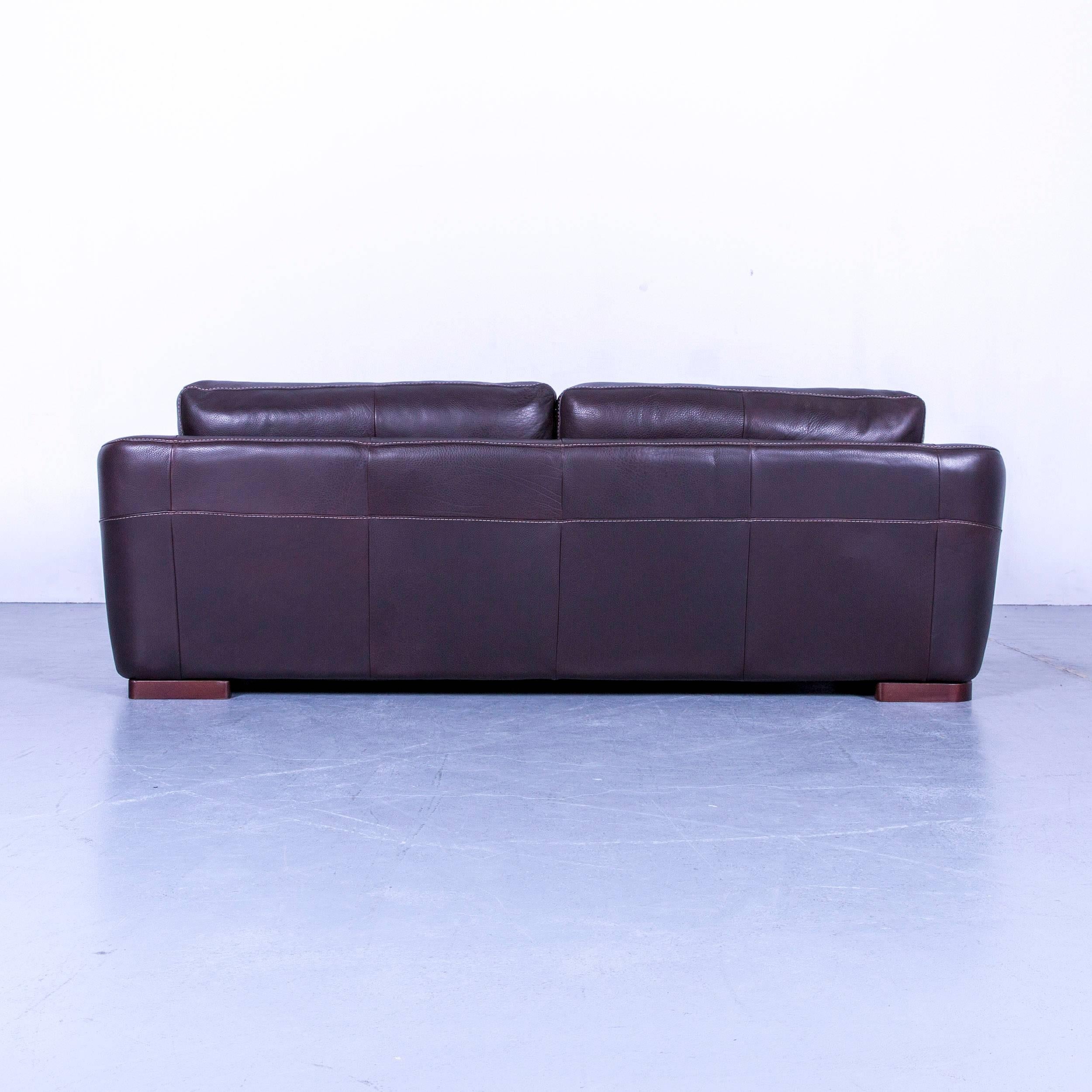 Contemporary Incanto Designer Sofa brown Three Seater Couch with Pillows Leather