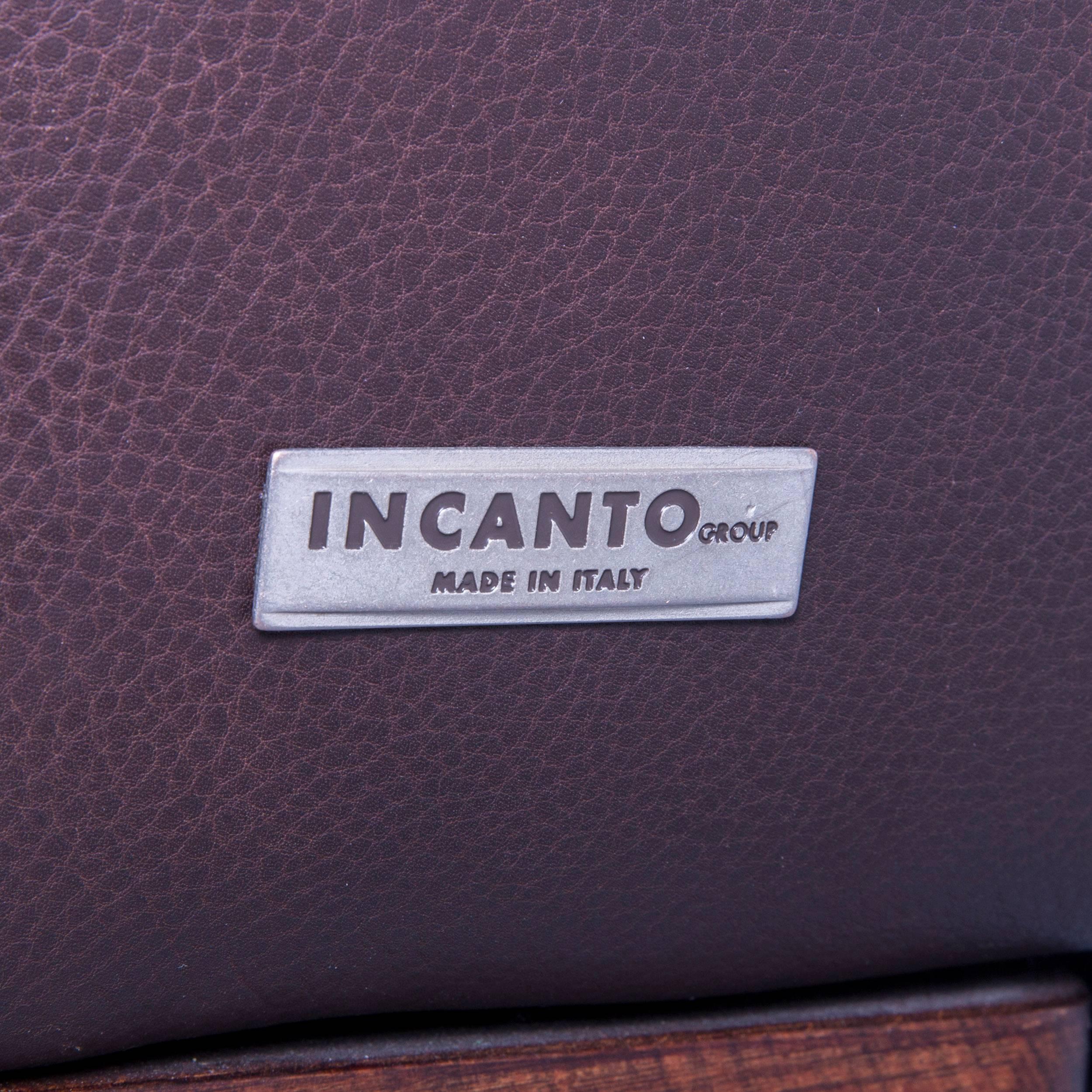 Italian Incanto Designer Sofa brown Three Seater Couch with Pillows Leather