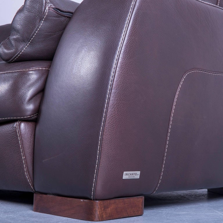 Incanto Designer Sofa Brown Three Seater Couch With Pillows Leather At 1stdibs