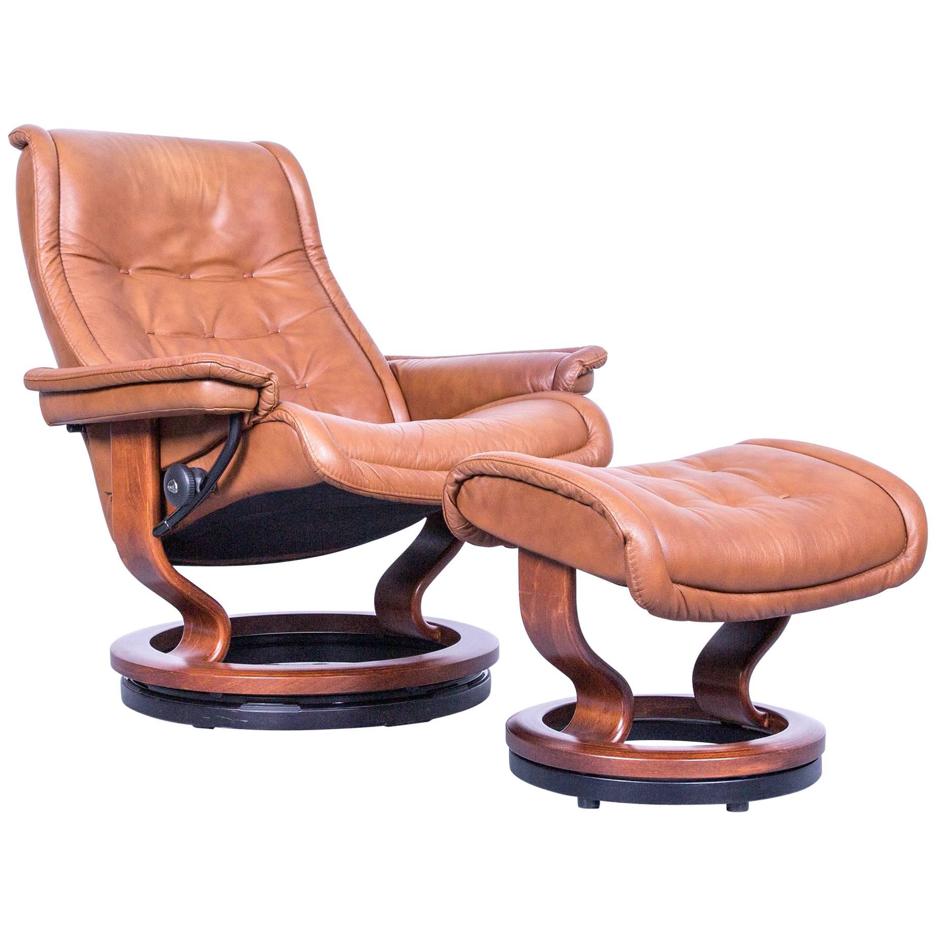 Stressless Royal Leather Recliner Chair and Ottoman by Ekornes