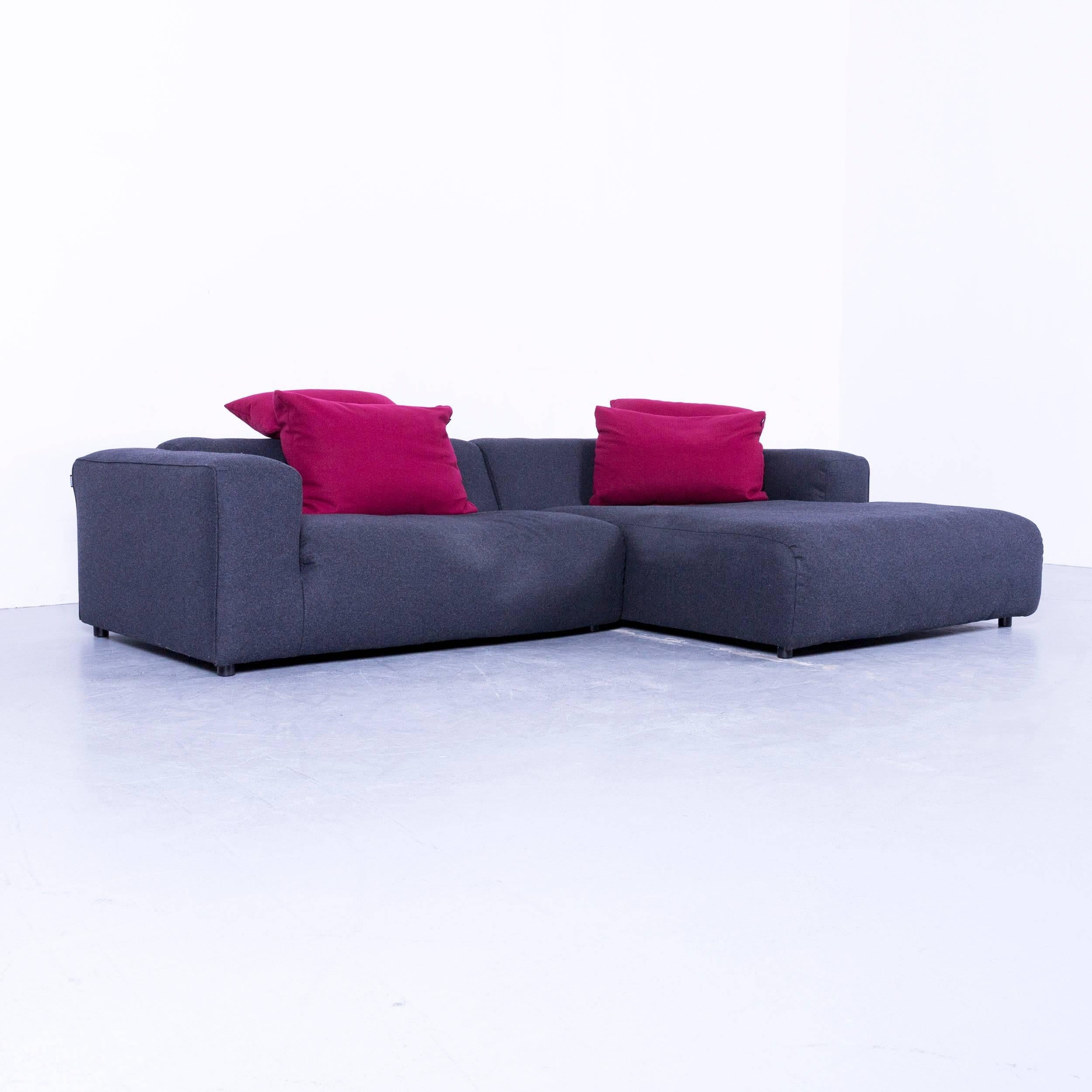 An Rolf Benz designer corner sofa set fabric grey couch modern.