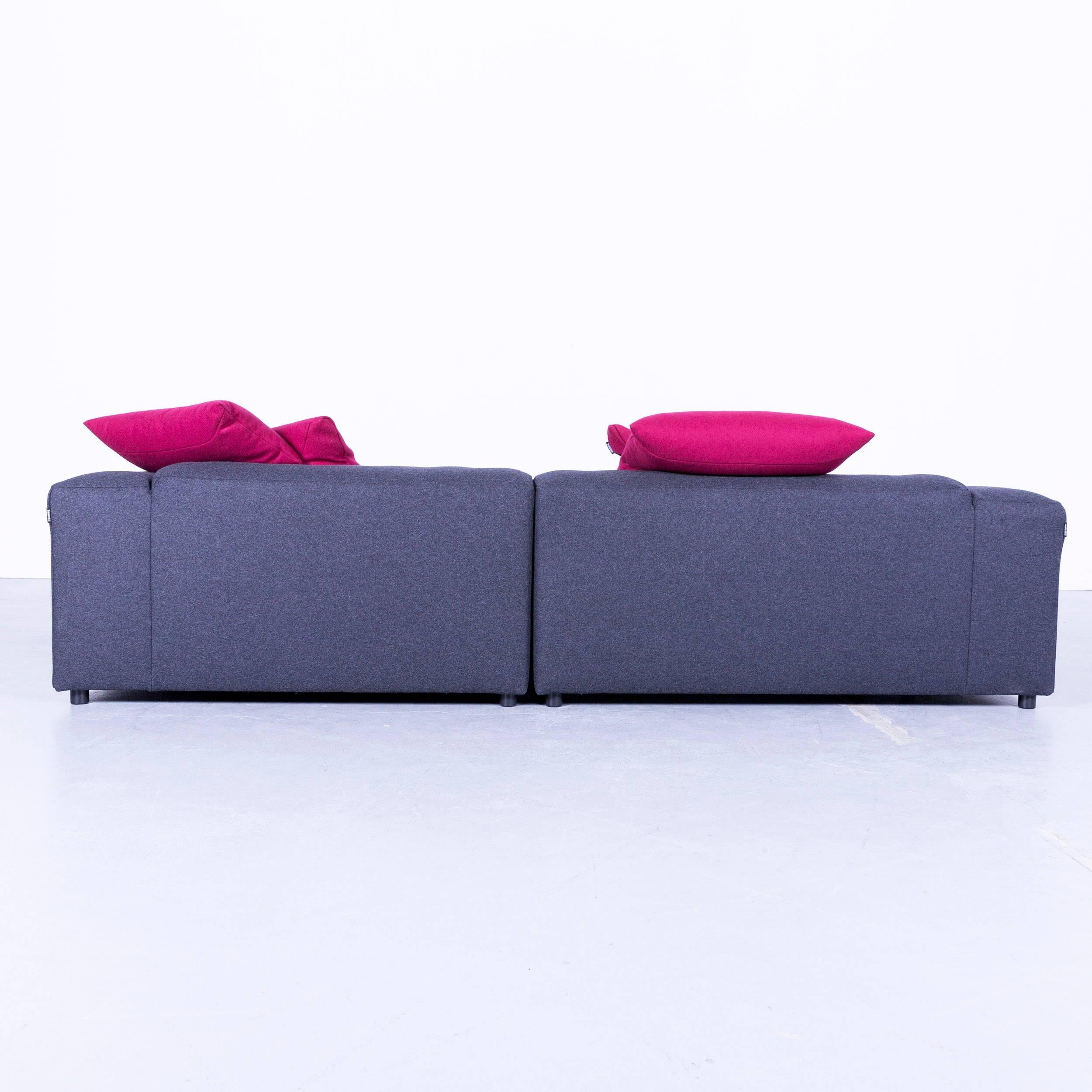 Rolf Benz Designer Corner Sofa Set and Footrest Fabric Grey Couch Modern 4