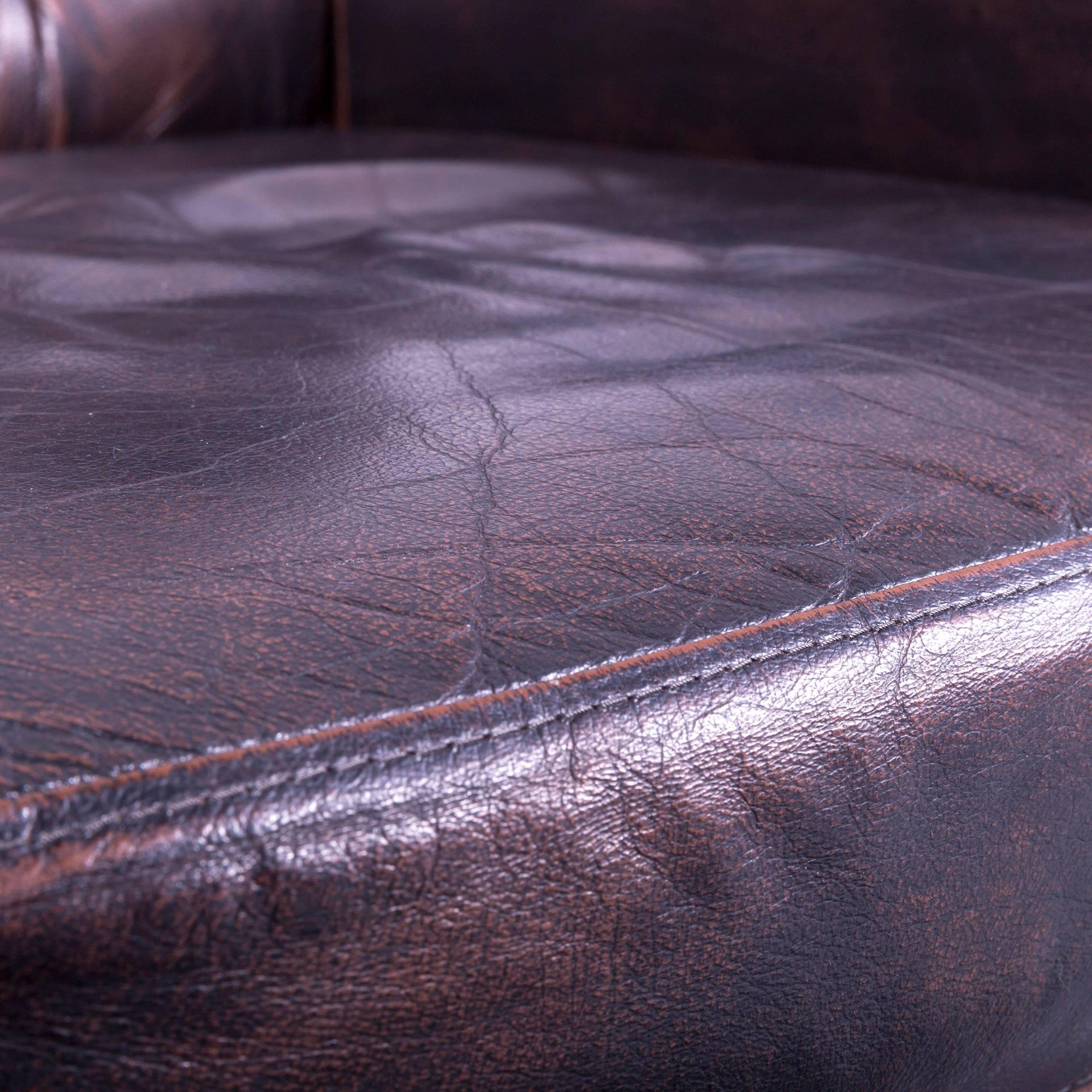 Chesterfield Armchair Mocca Brown Leather Buttoned Recliner Function Vintage In Good Condition In Cologne, DE