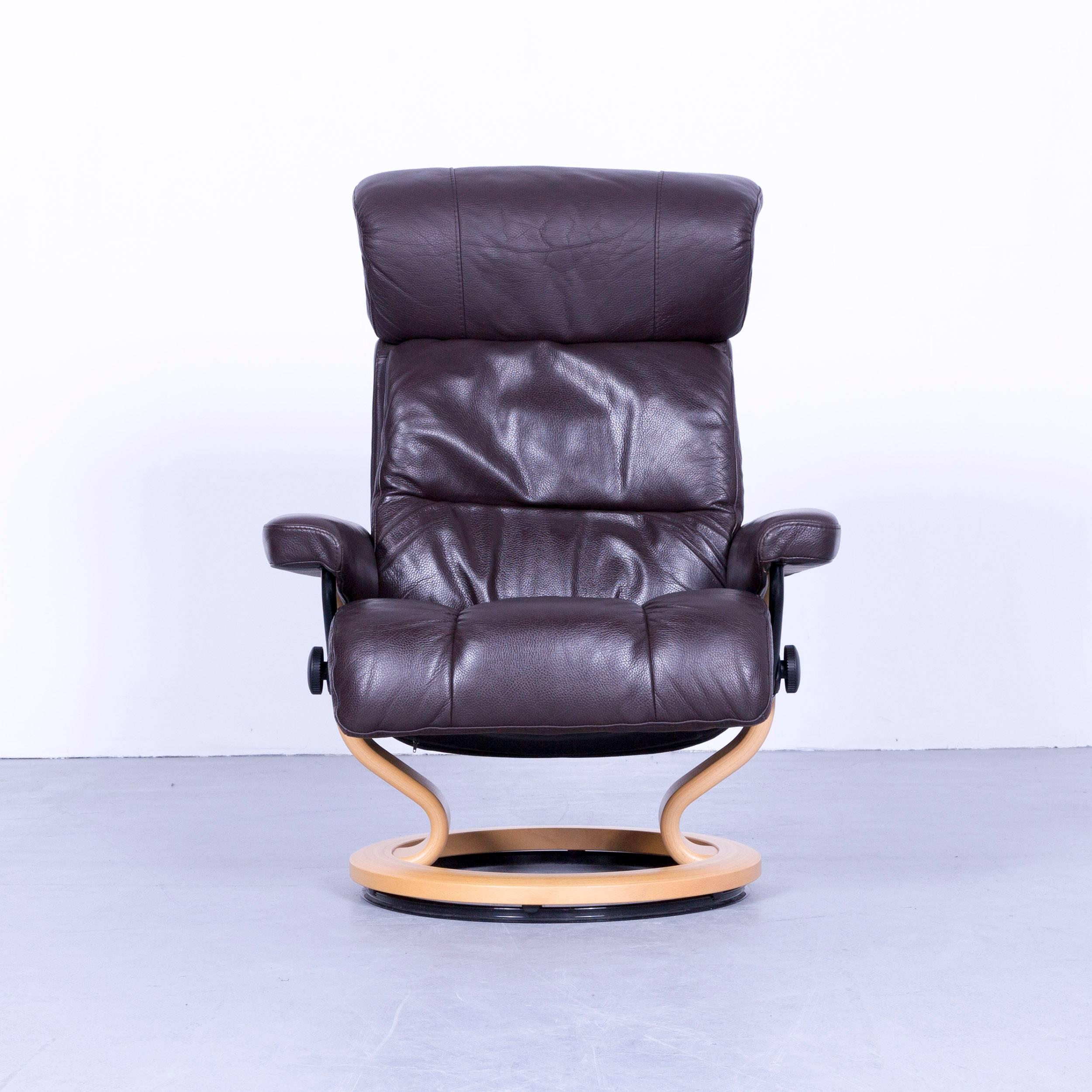 German Ekornes Stressless Memphis Armchair Set Brown Leather Modern Recliner Chair For Sale