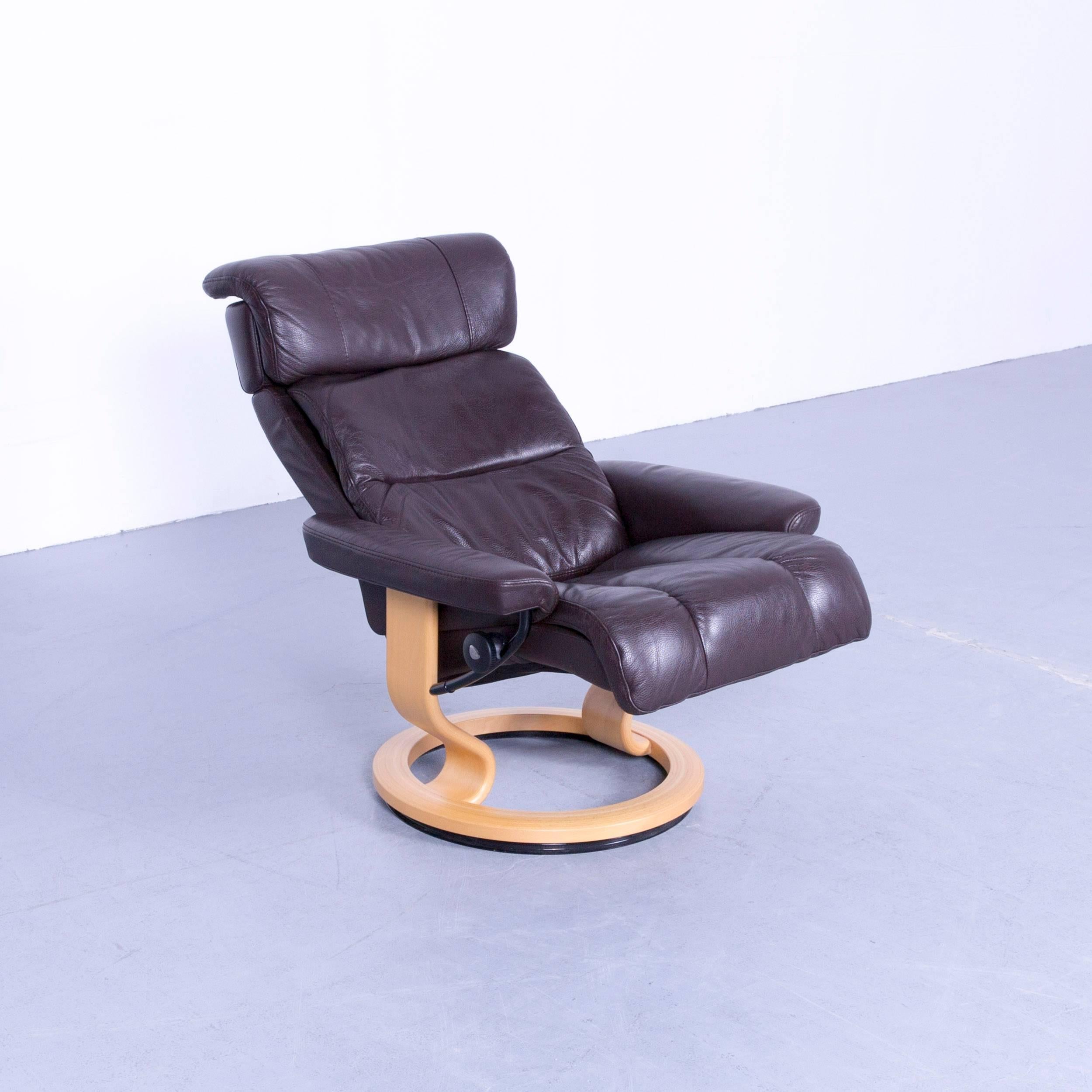 Ekornes Stressless Memphis Armchair Set Brown Leather Modern Recliner Chair For Sale 1
