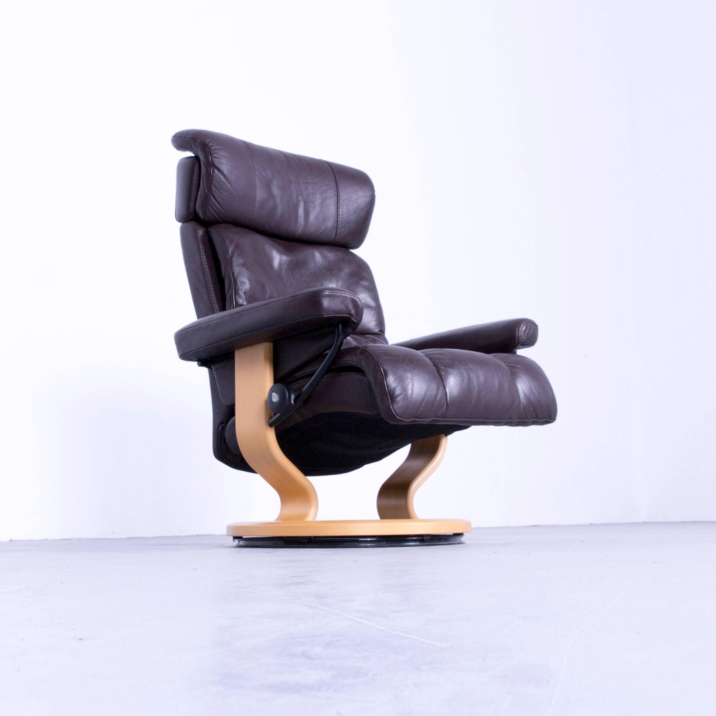 Ekornes Stressless Memphis Armchair Set Brown Leather Modern Recliner Chair For Sale 4