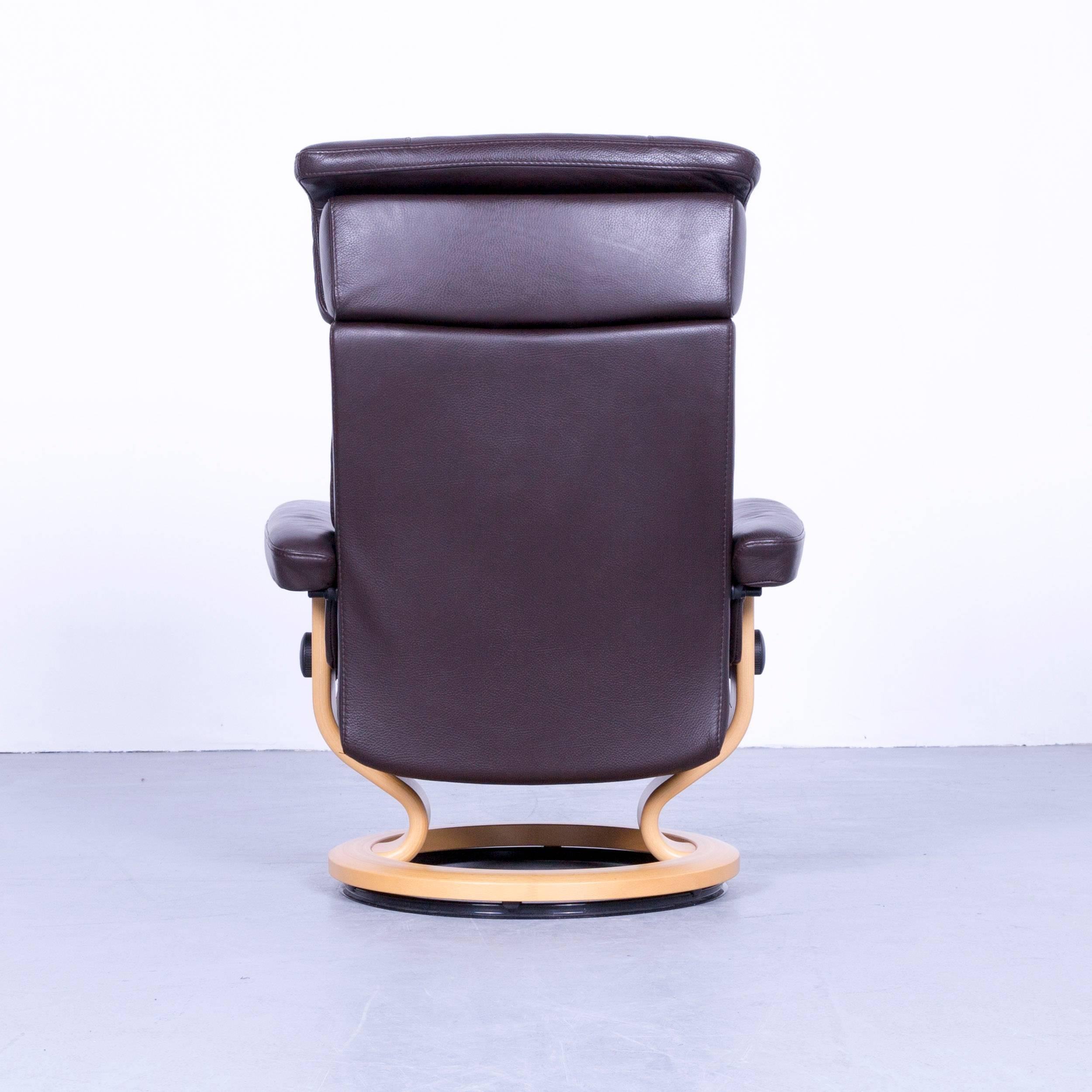 Ekornes Stressless Memphis Armchair Set Brown Leather Modern Recliner Chair For Sale 5
