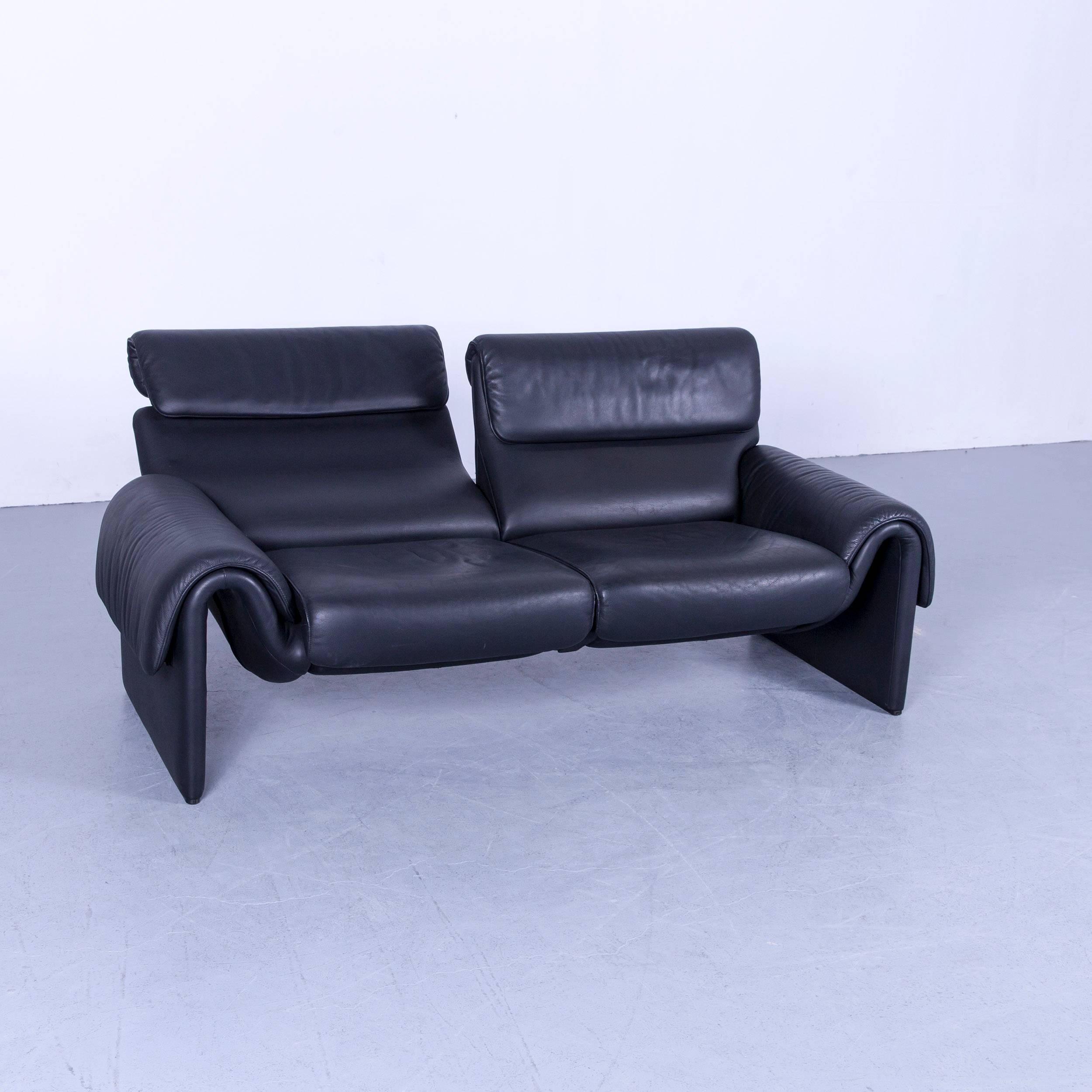 Swiss De Sede DS 2000 Designer Sofa Black Leather Relax Function Couch Switzerland