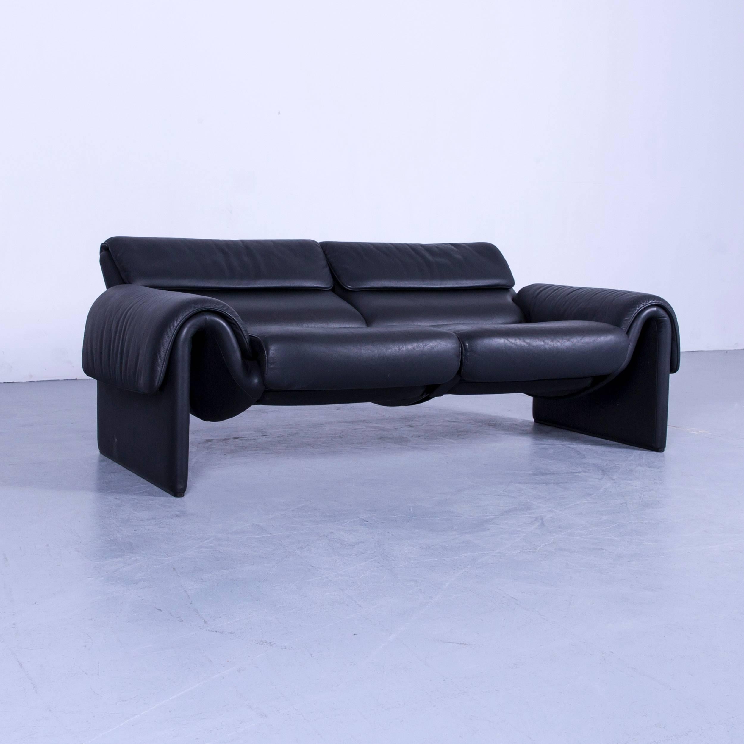 De Sede DS 2000 Designer Sofa Black Leather Relax Function Couch Switzerland 3