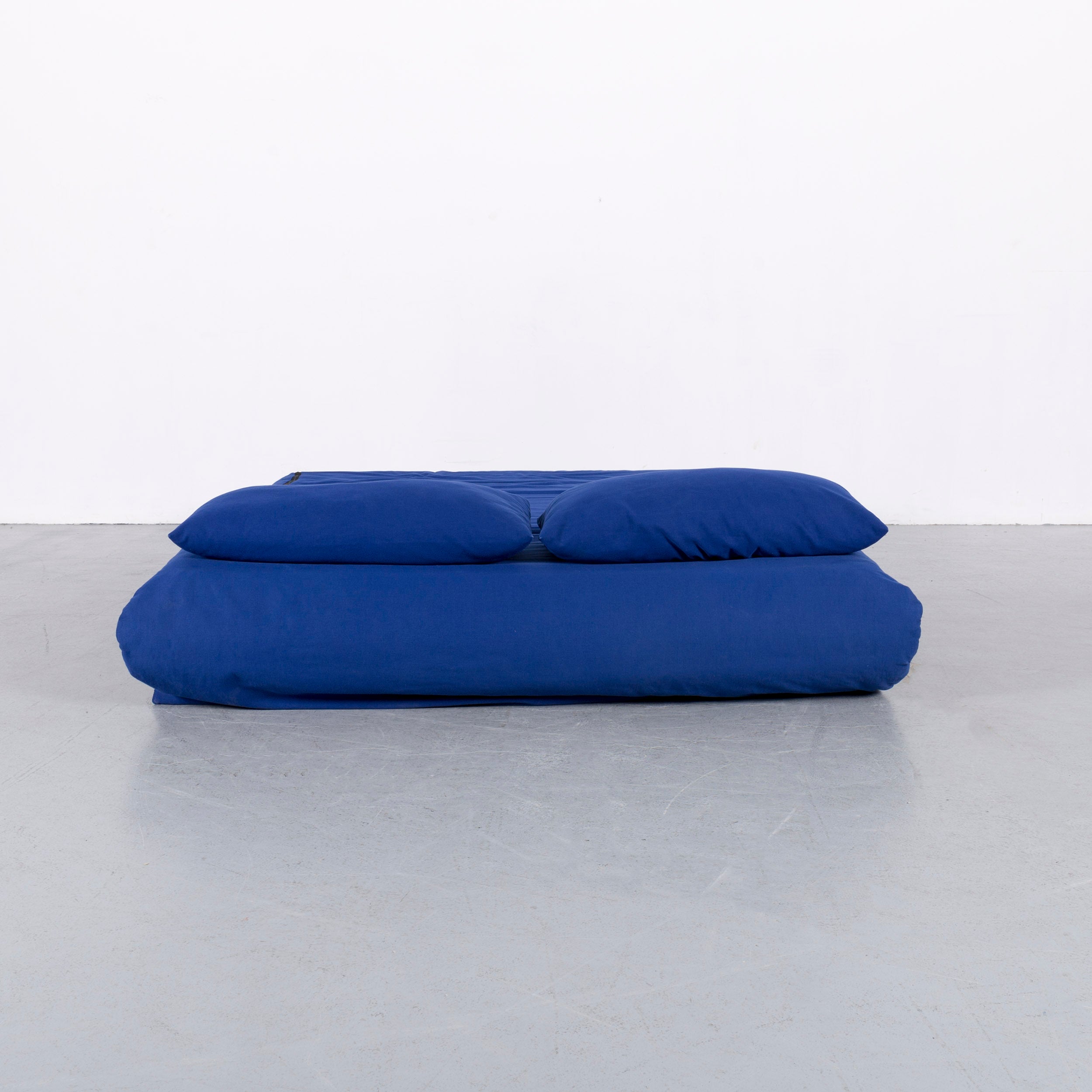 Ligne Roset Multi Designer Fabric Bed Sofa Blue Two Seat For Sale Ligne Roset Multi Designer Fabric Bed Sofa Blue Two Seat For Sale