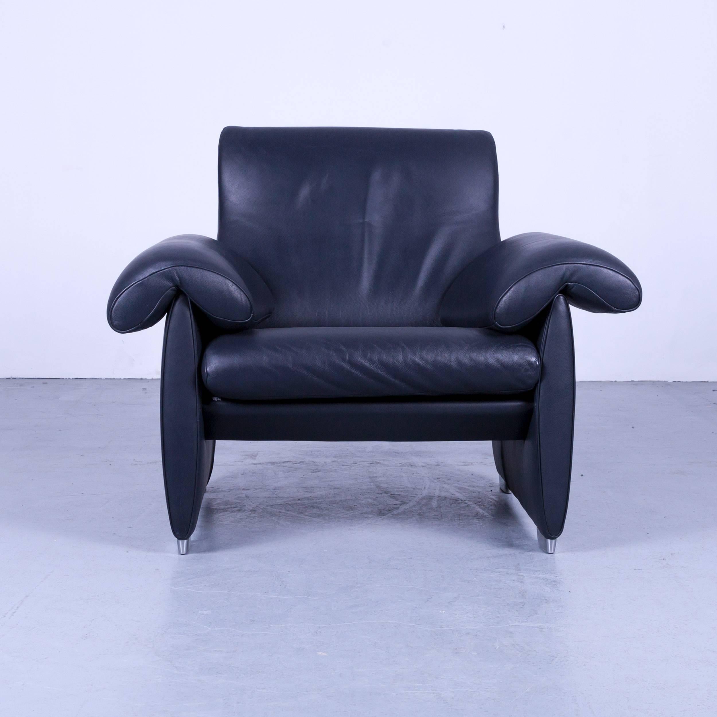 De Sede DS 10 Designer Leather Sofa Set Dark Navy Blue Three-Seat Armchair 2