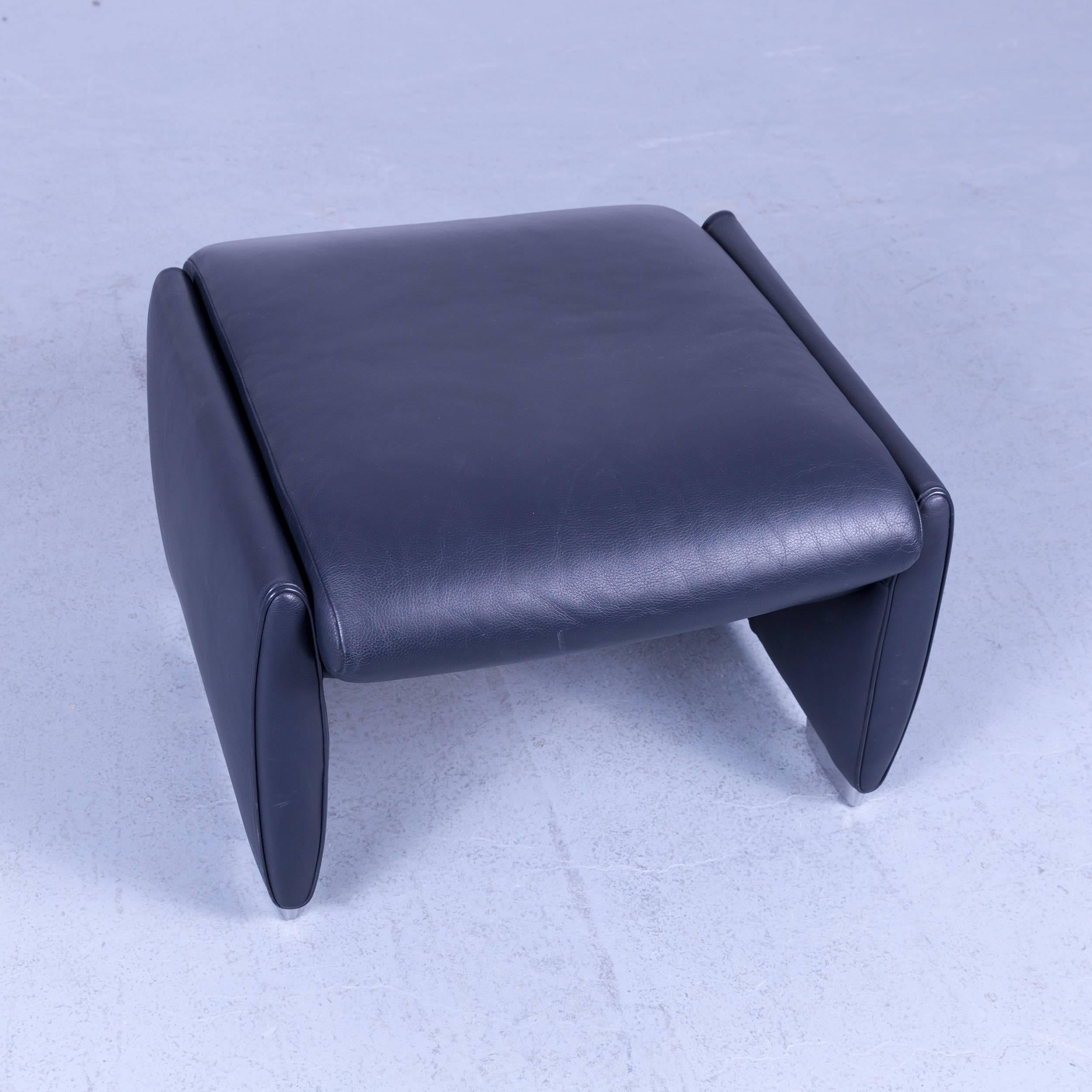 De Sede DS 10 Designer Leather Sofa Set Dark Navy Blue Three-Seat Armchair 5