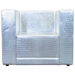 Philipp Plein Designer Club Chair Leather Silver Crocodile Pattern Couch  Modern at 1stDibs | philipp plein sofa