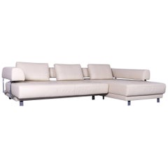 Ewald Schillig Brand Face Designer Corner Sofa Beige Leather Couch Modern
