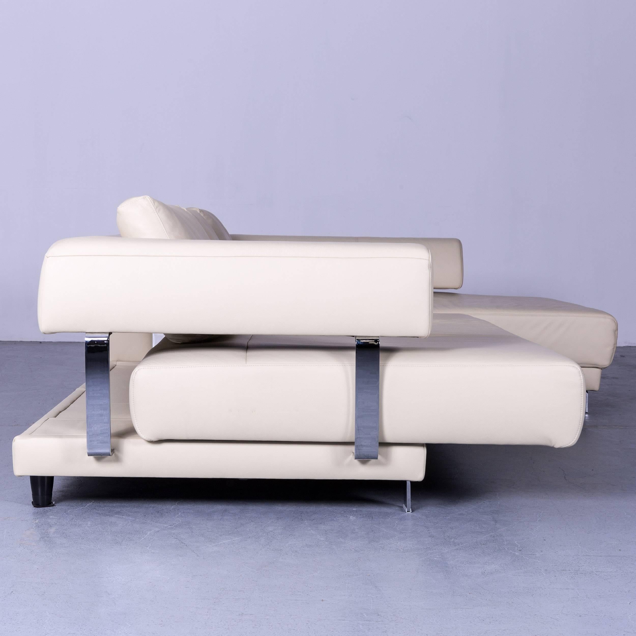 German Ewald Schillig Brand Face Designer Corner Sofa Beige Leather Couch Modern
