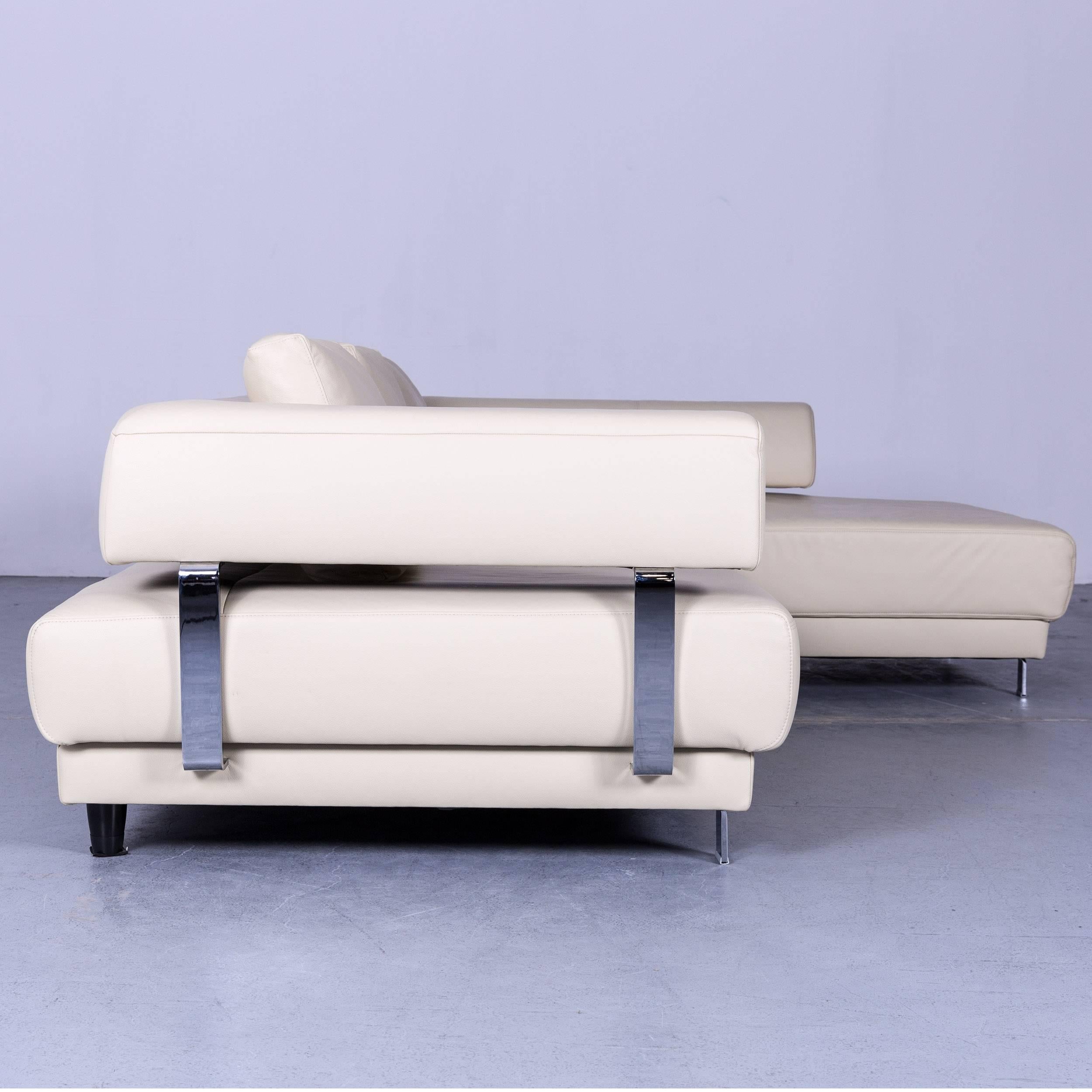 Ewald Schillig Brand Face Designer Corner Sofa Beige Leather Couch Modern In Good Condition In Cologne, DE