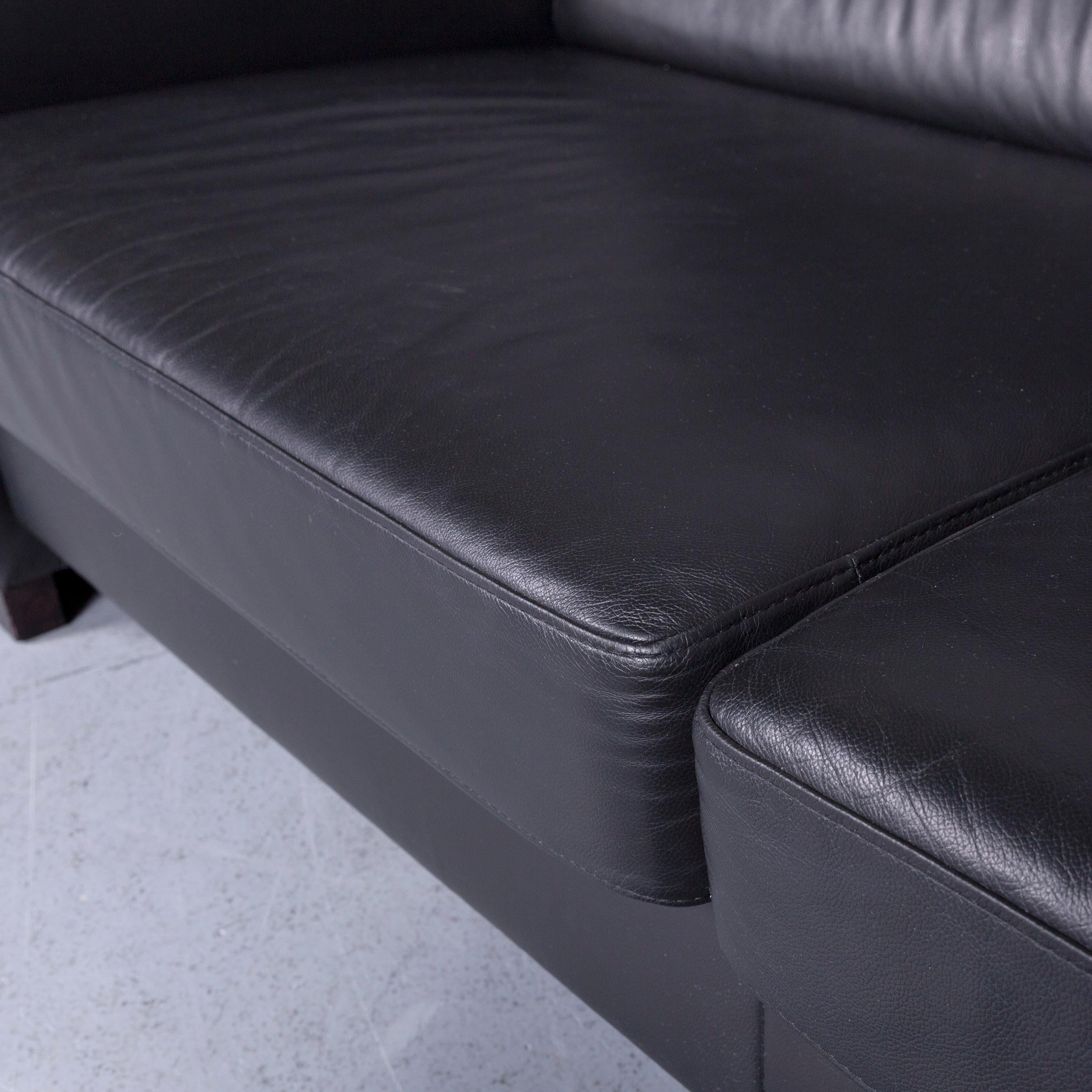 Contemporary Ewald Schillig Designer Sofa Leather Black Three-Seat Couch Modern