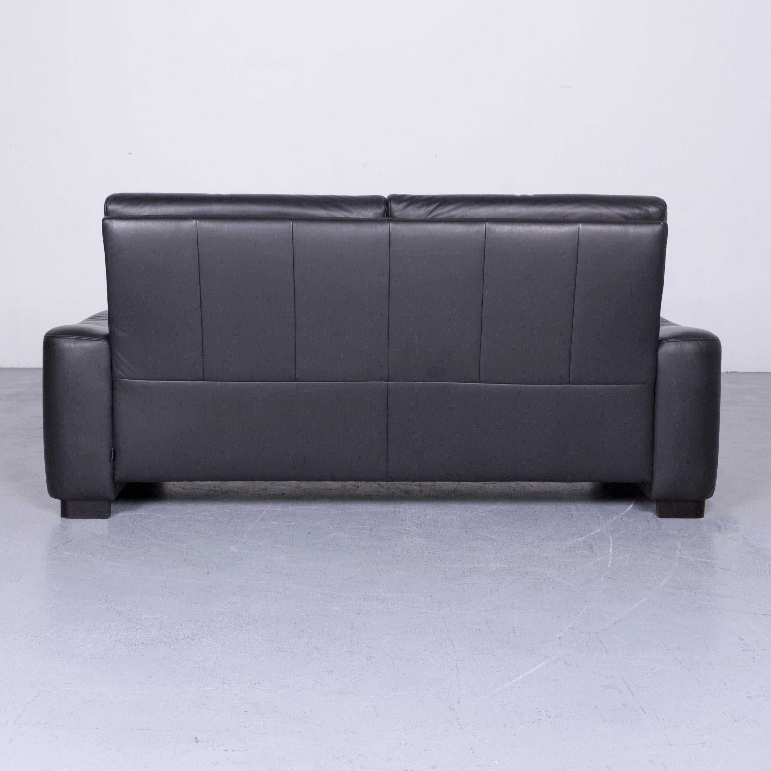 Ewald Schillig Designer Sofa Leather Black Three-Seat Couch Modern 3
