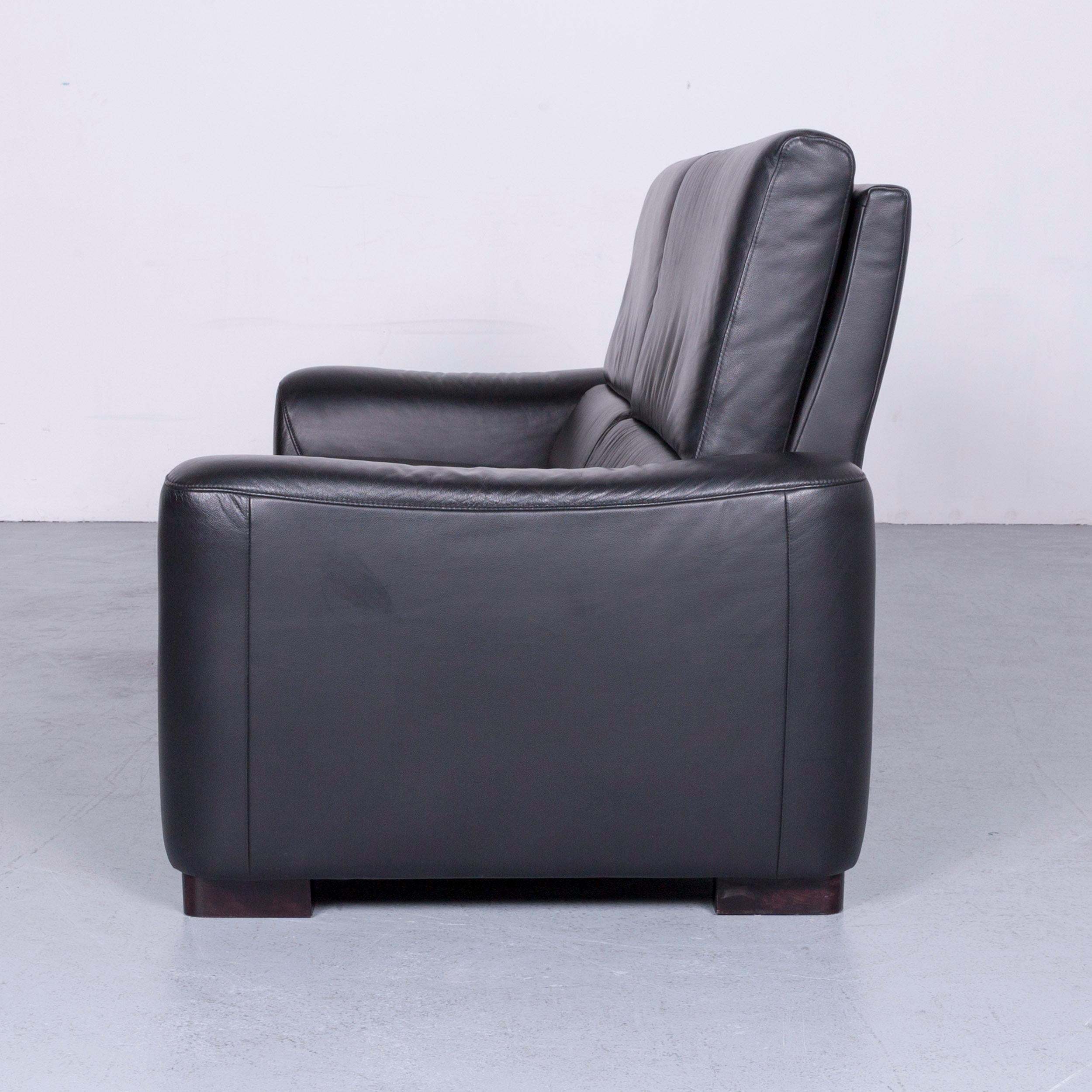 Ewald Schillig Designer Sofa Leather Black Three-Seat Couch Modern 4