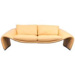 Chateau d'Ax Voga Designer Leather Sofa Yellow Two-Seat Couch Modern