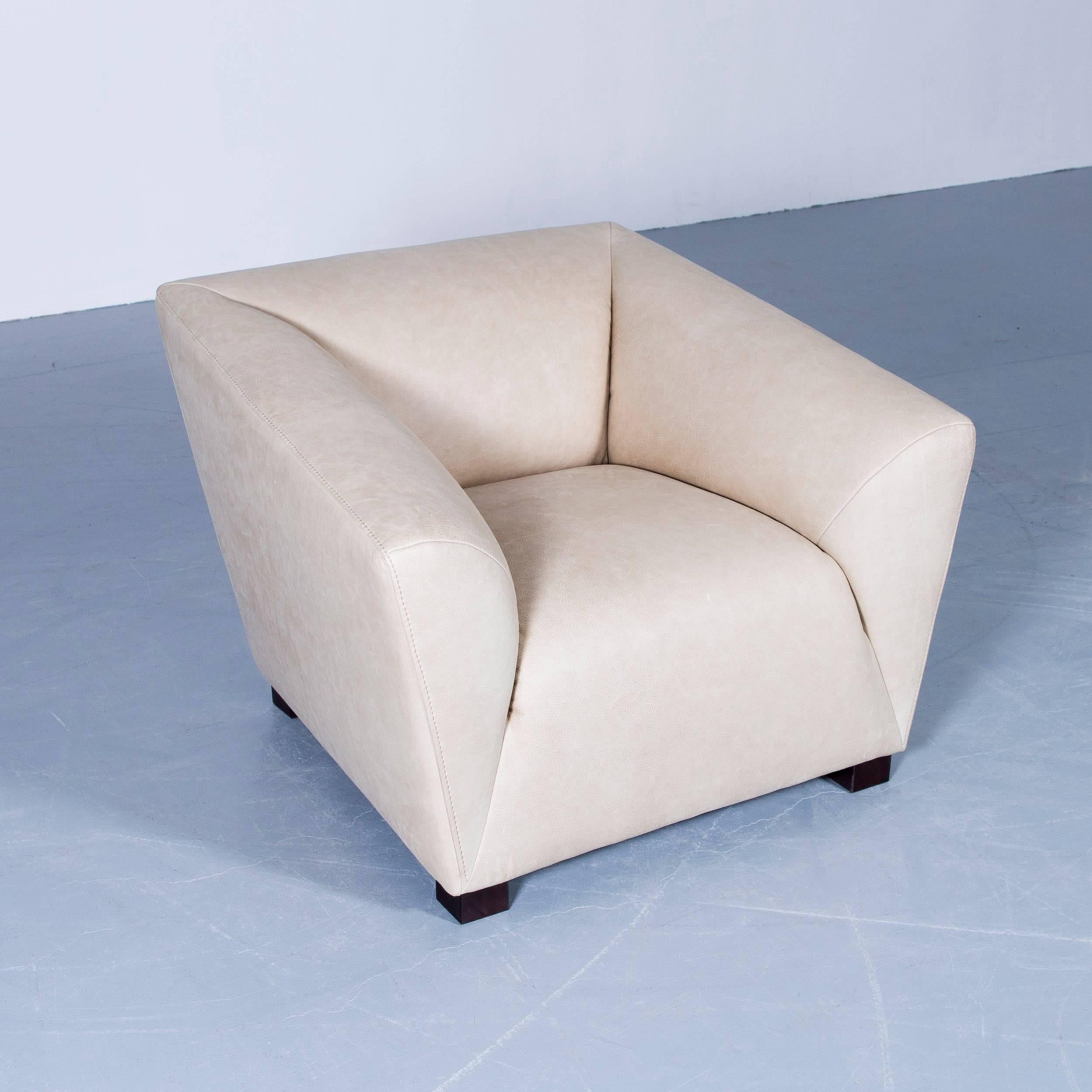 Machalke Theo Armchair Beige Brown Leather One Seat Modern Anilin In Good Condition For Sale In Cologne, DE